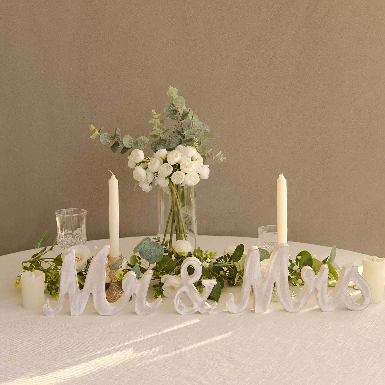 Rustic Wooden "Mr & Mrs" Freestanding Letters Whitewashed - Farmhouse Chic Wedding Table Display Props - Image 6