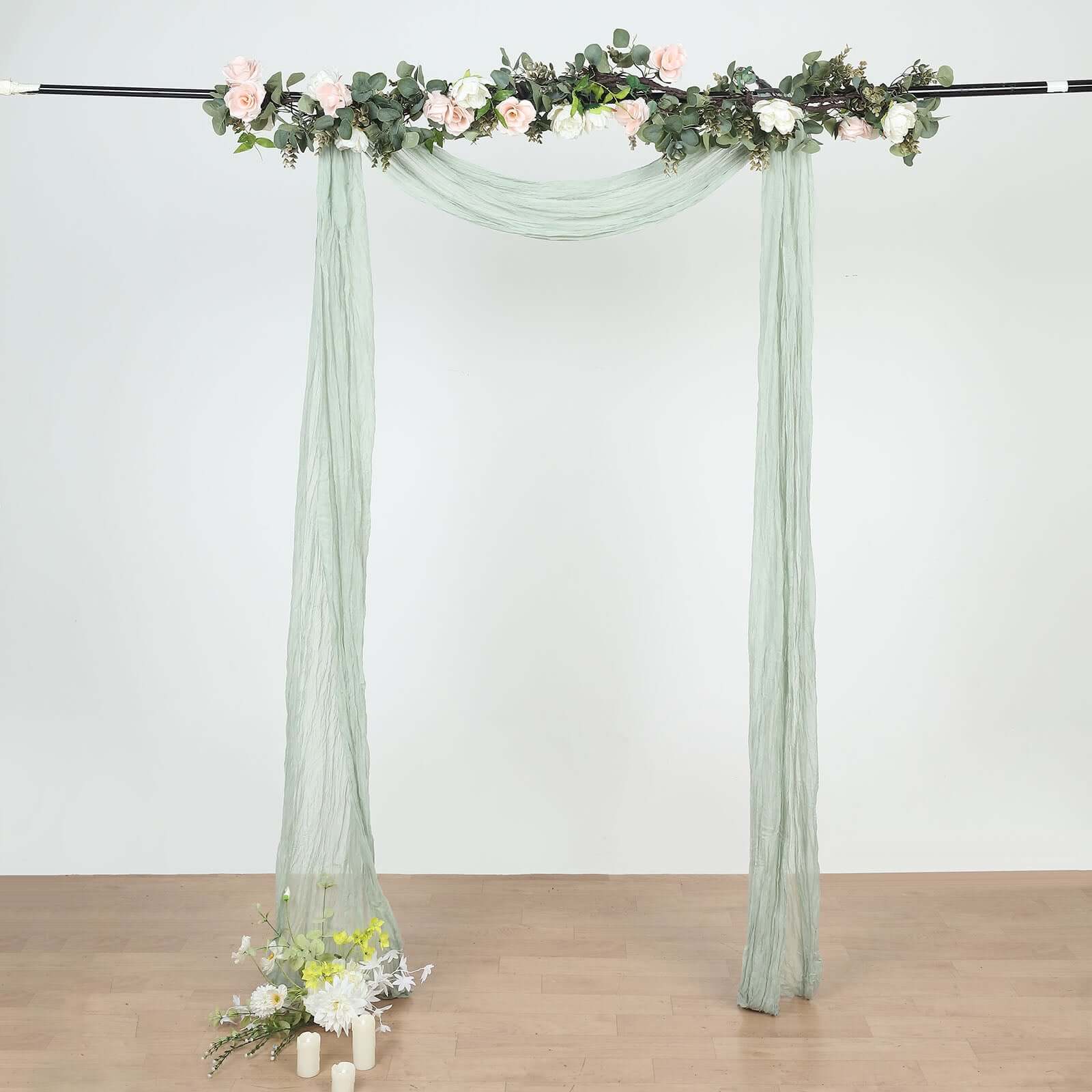 Sage Green Gauze Cheesecloth Draping Fabric Wedding Arch Decorations, Window Scarf Valance Drapes, Boho Arbor Long Curtain Panel 20ft - Image 7