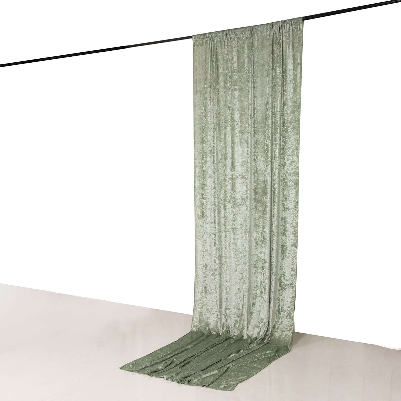 Crushed Velvet Backdrop Curtain – Sage Green 5ft x 12ft Event Drape with Rod Pocket, Privacy Panel for Photo Booths & Events - Image 2