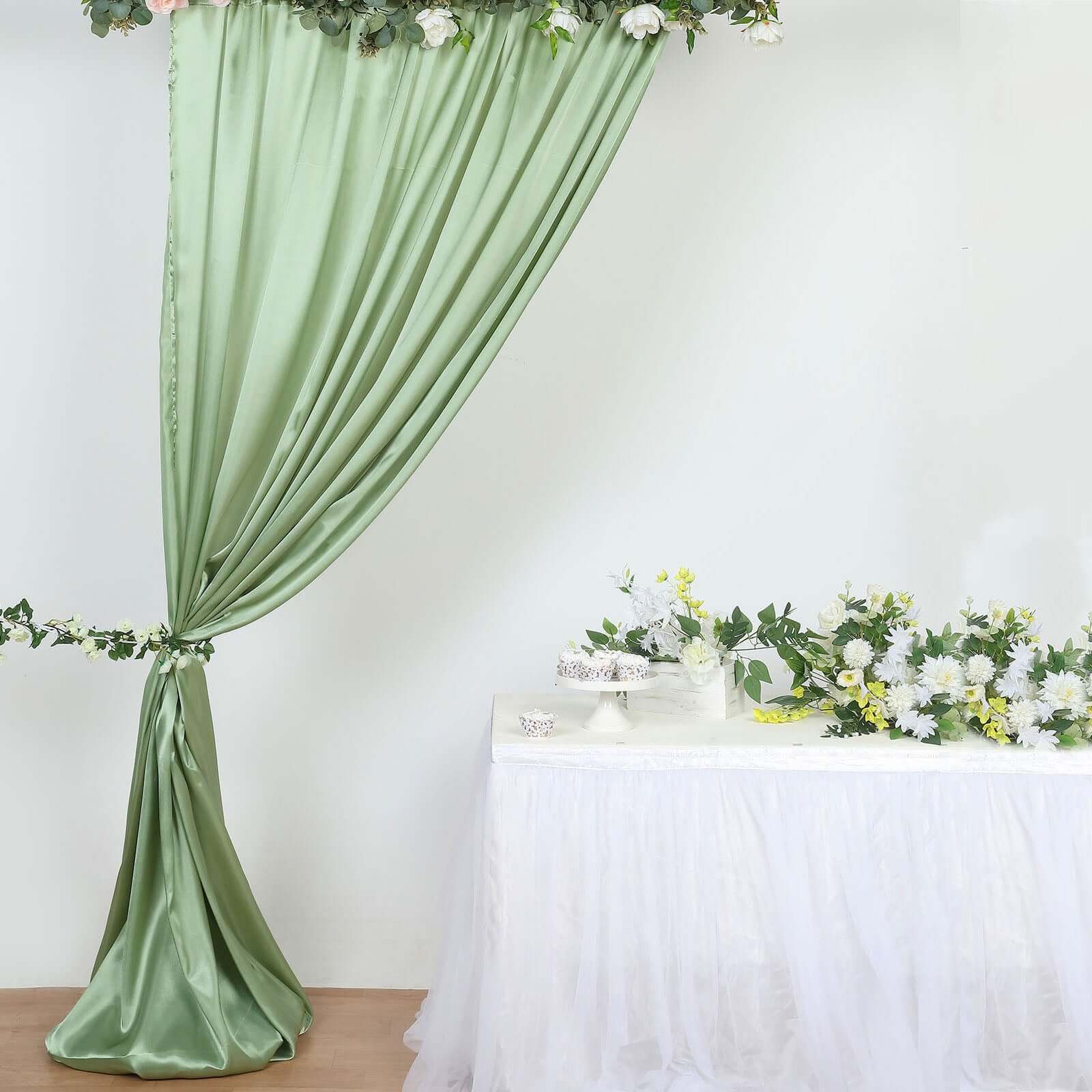 Sage Green Satin Backdrop Drape Curtain, Photo Booth Event Divider Panel - 8ftx10ft - Image 7