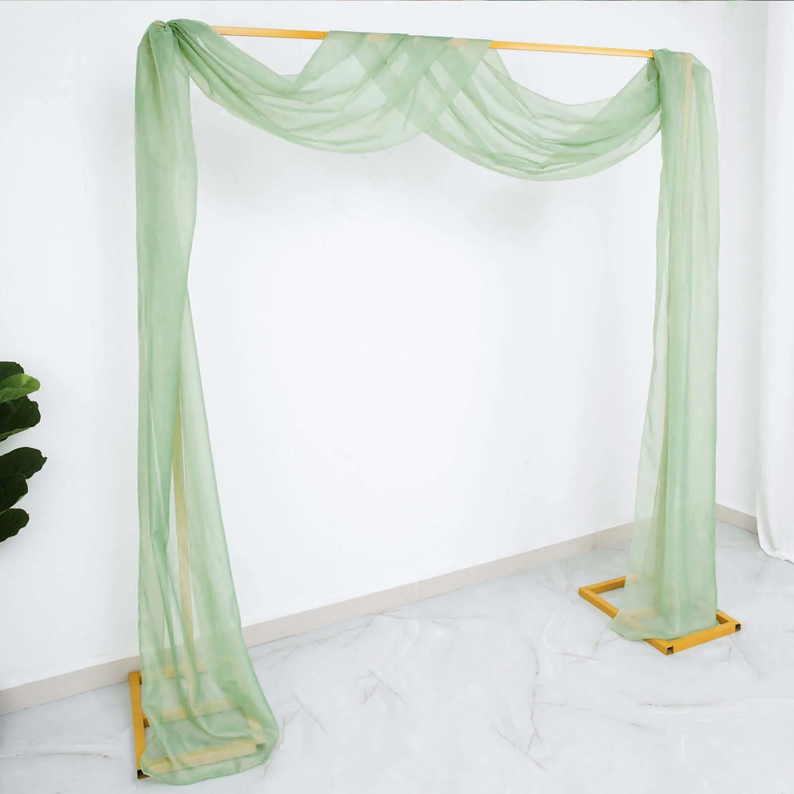 Sage Green Sheer Organza Wedding Arch Draping Fabric, Long Curtain Backdrop Window Scarf Valance 18ft - Image 5