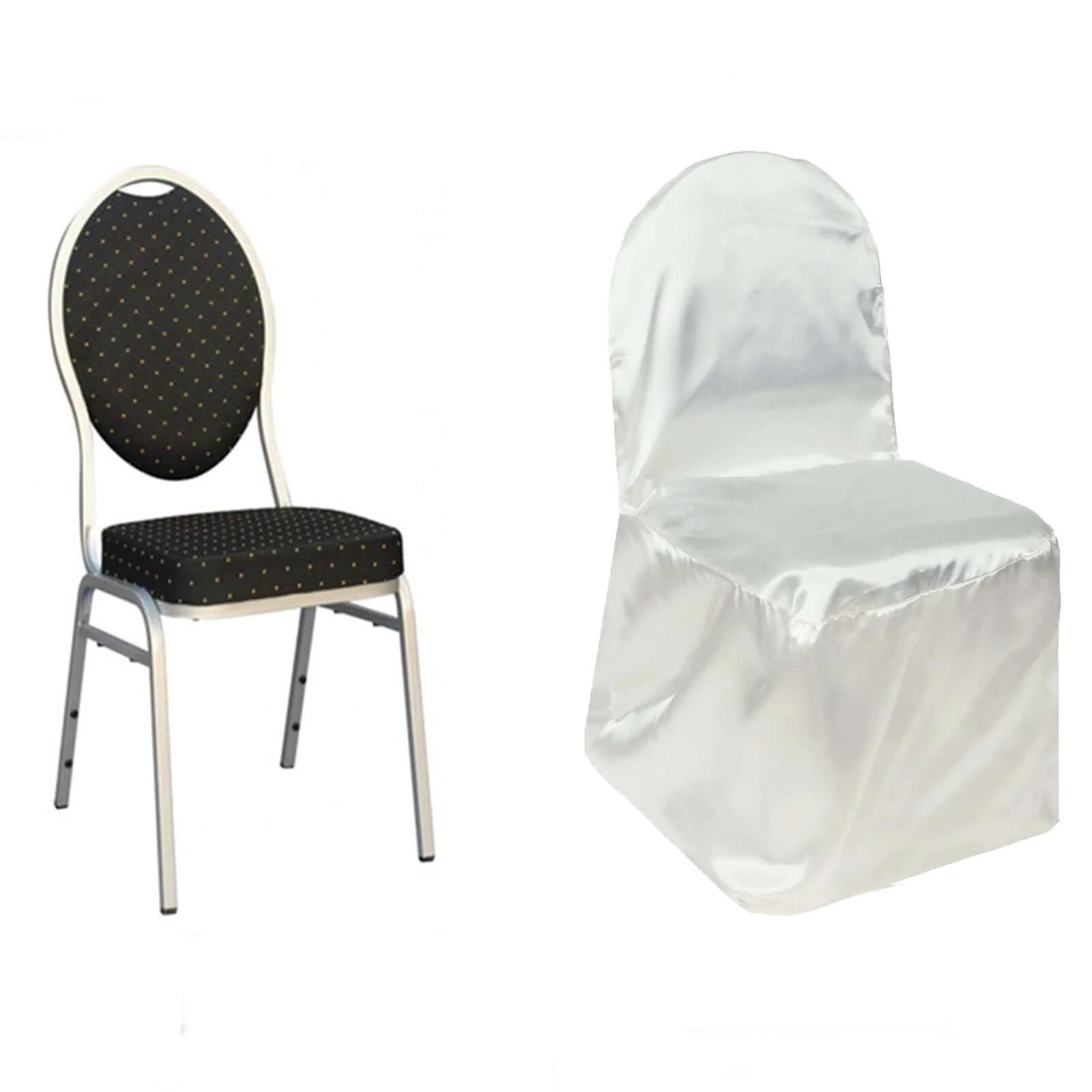 Satin Banquet Chair Covers Ivory with Glossy Finish - Reusable Slipcover - Image 4