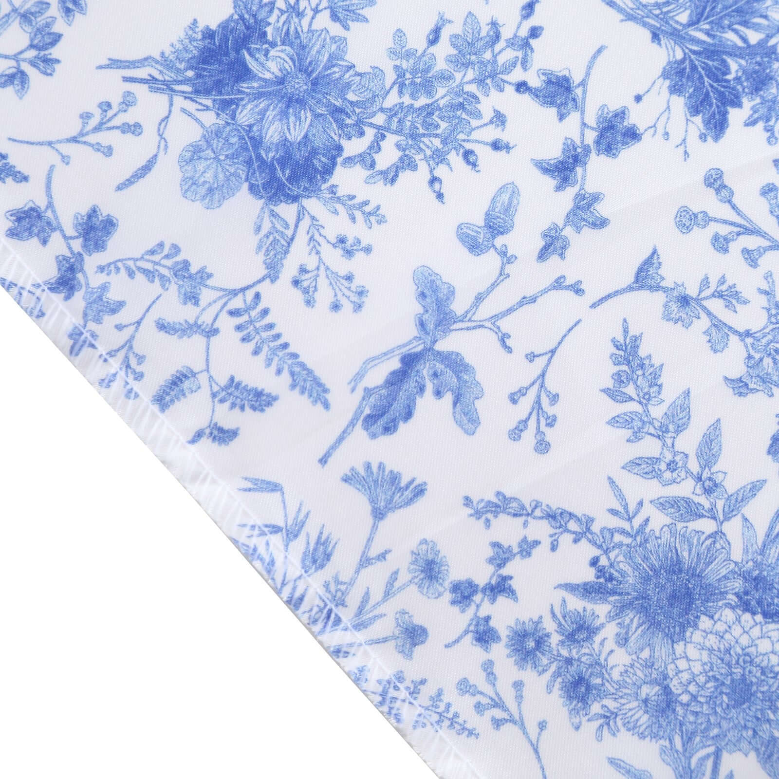 Satin Chiavari Chair Slipcover White/Blue in French Toile Floral Print - Sophisticated Wedding Chair Back Cover - Image 7