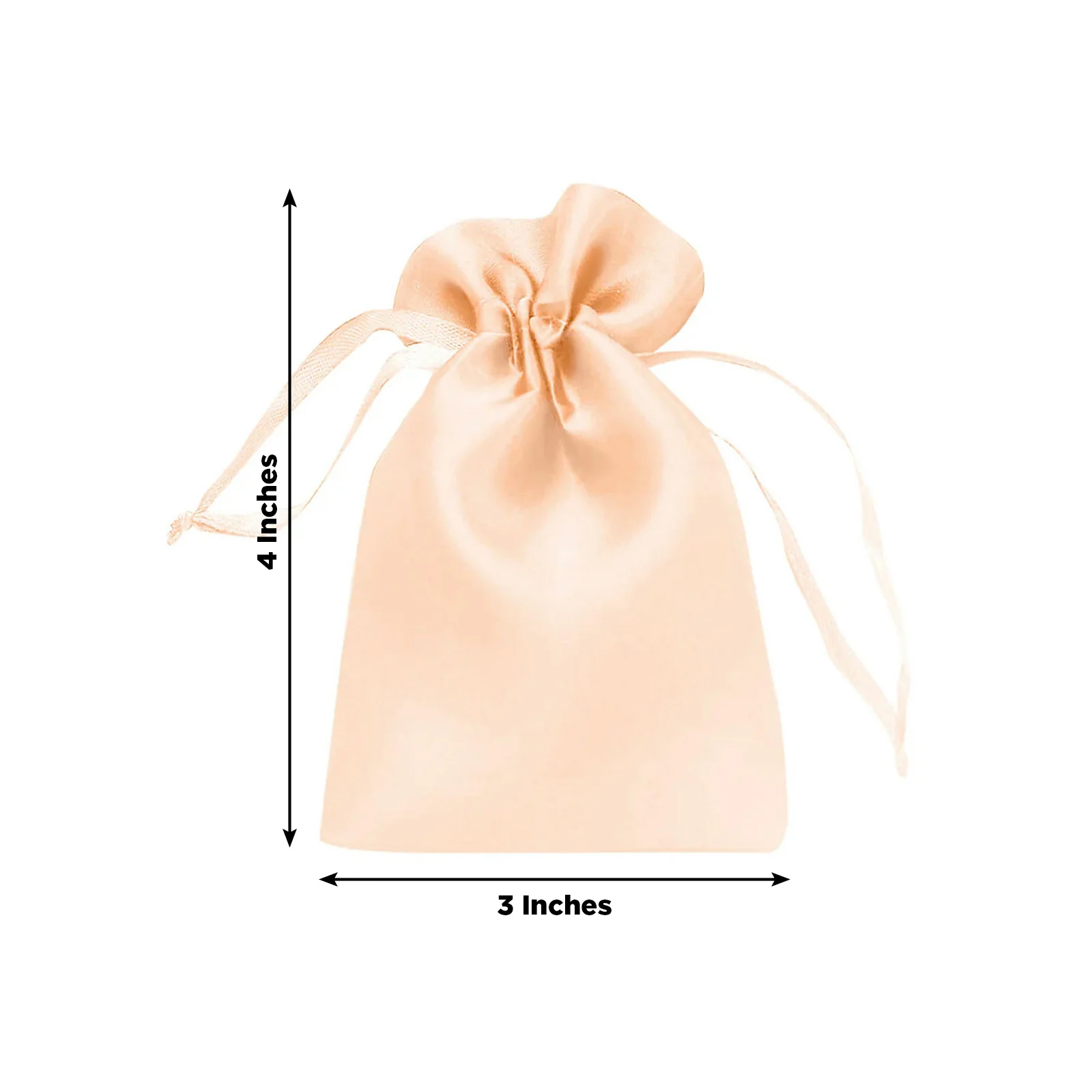 60 Pack Satin Drawstring Favor Bags, Peach 3"x4" Jewelry & Candy Gift Bags for Weddings & Parties - Image 3