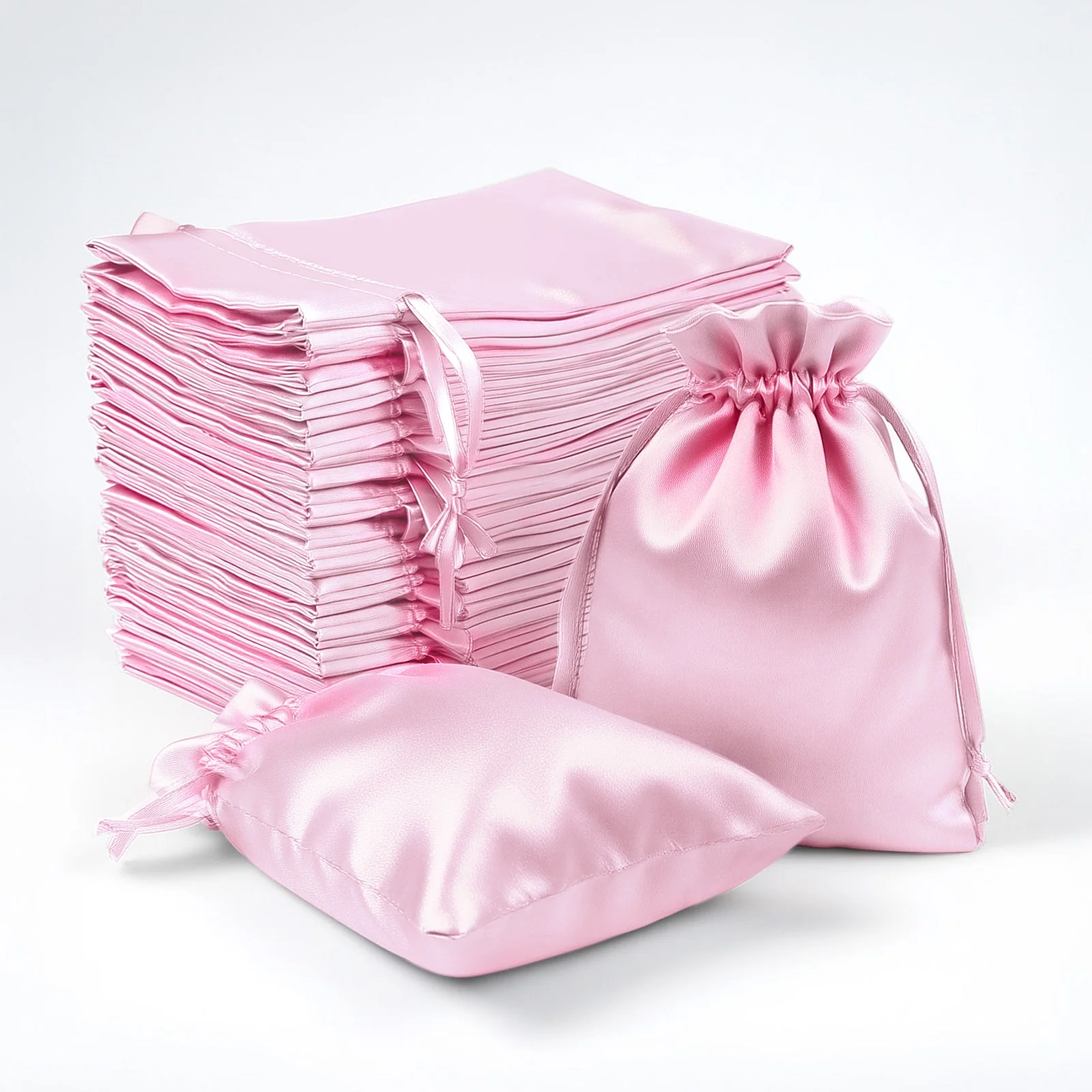 60 Pack Satin Drawstring Favor Bags, Pink 3"x4" Jewelry & Candy Gift Bags for Weddings & Parties - Image 6