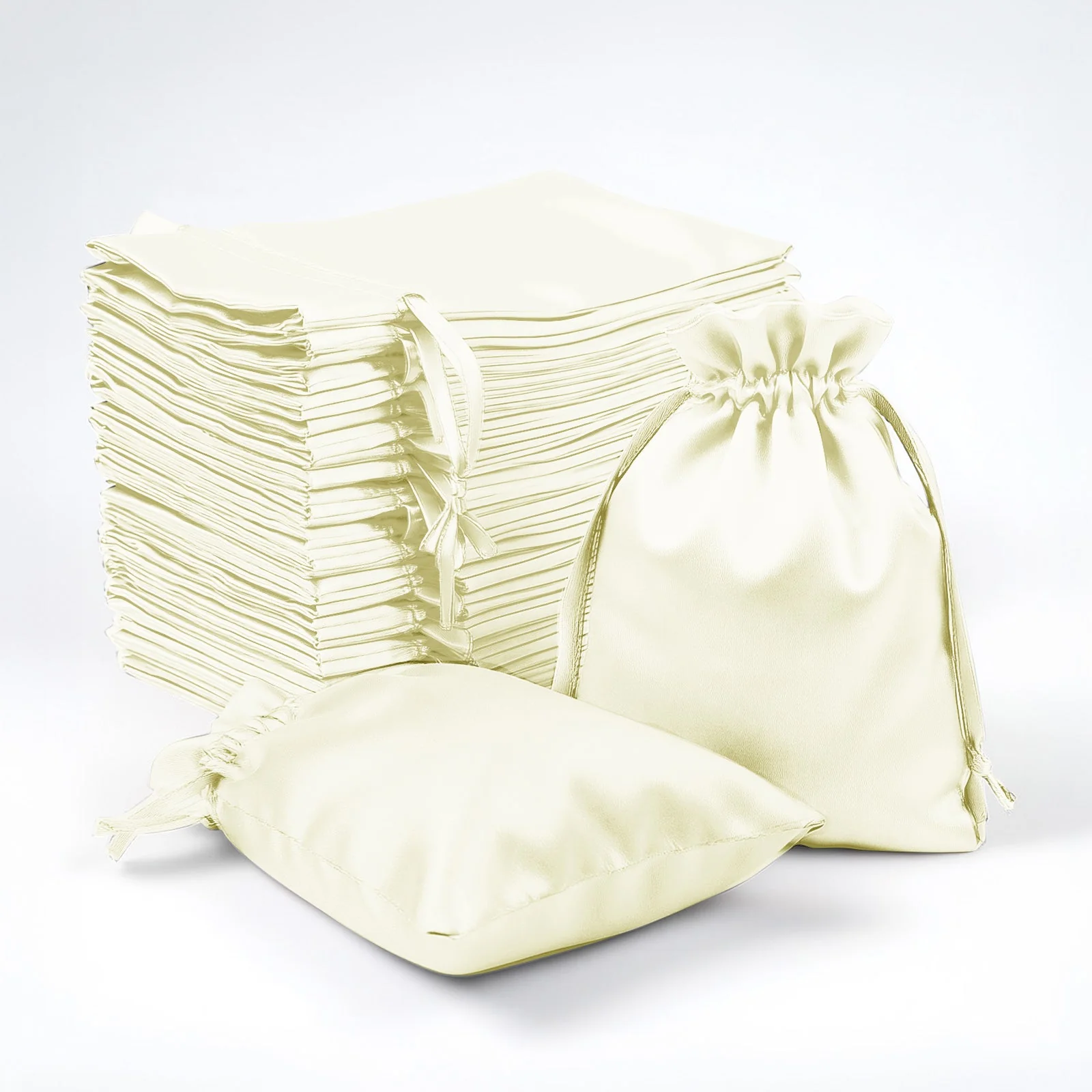 60 Pack Satin Drawstring Favor Bags, Yellow 3"x4" Jewelry & Candy Gift Bags for Weddings & Parties - Image 7