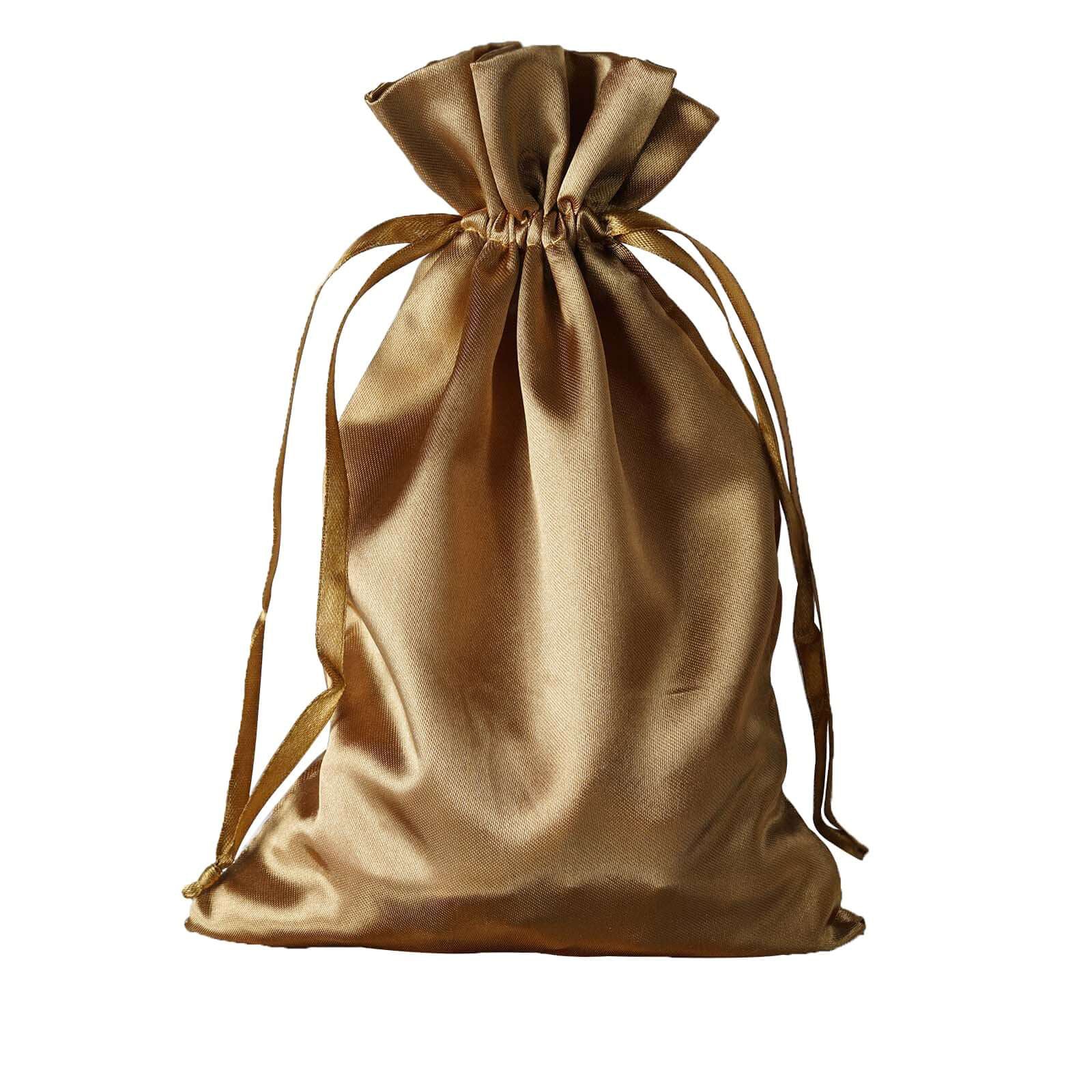 60 Pack Antique Gold Satin Wedding Party Favor Bags, Drawstring Pouch Gift Bags 6"x9" - Image 8