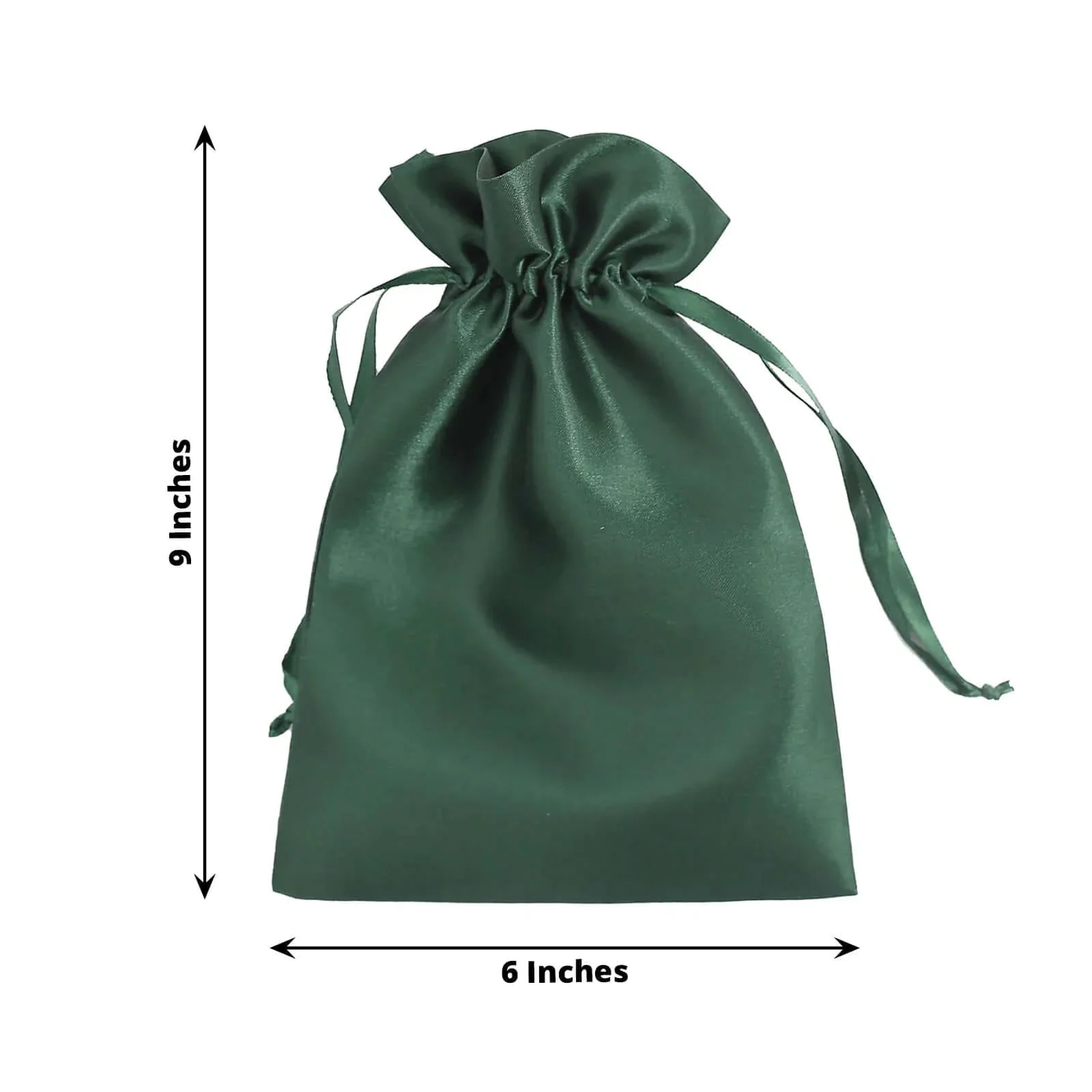 60 Pack Hunter Emerald Green Satin Wedding Party Favor Bags, Drawstring Pouch Gift Bags 6"x9" - Image 3