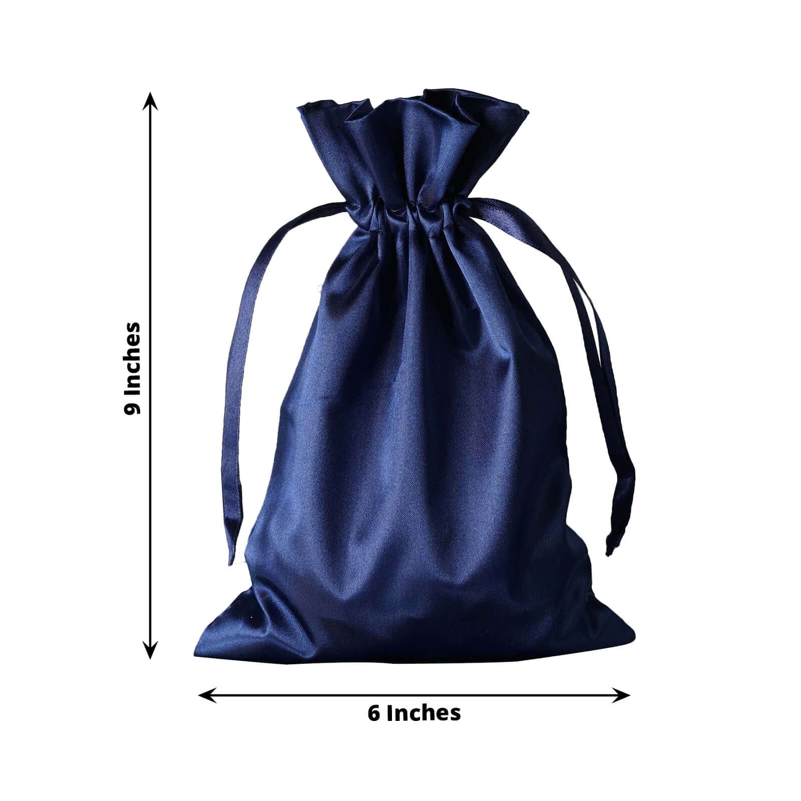 60 Pack Navy Blue Satin Wedding Party Favor Bags, Drawstring Pouch Gift Bags 6"x9" - Image 3