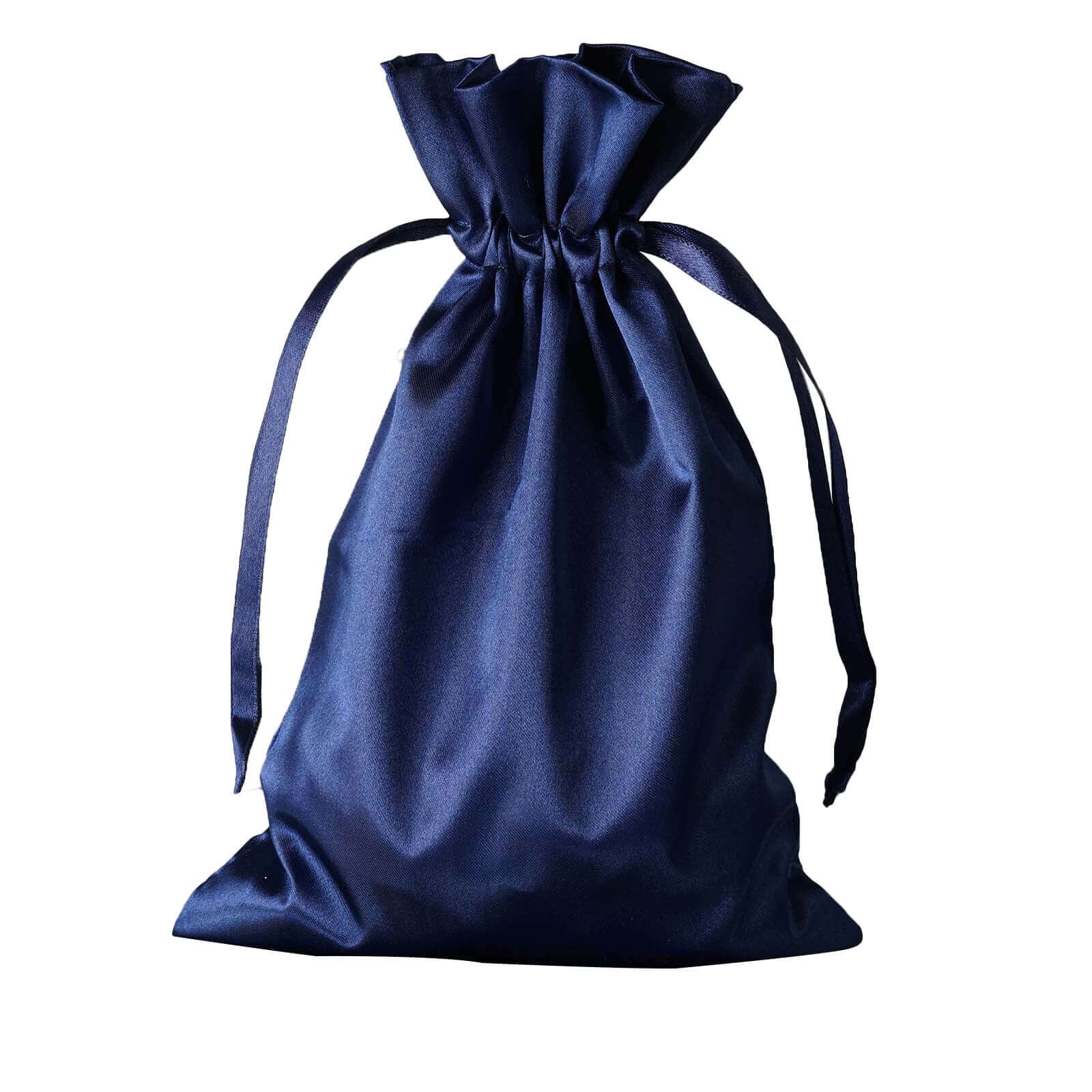60 Pack Navy Blue Satin Wedding Party Favor Bags, Drawstring Pouch Gift Bags 6"x9" - Image 7