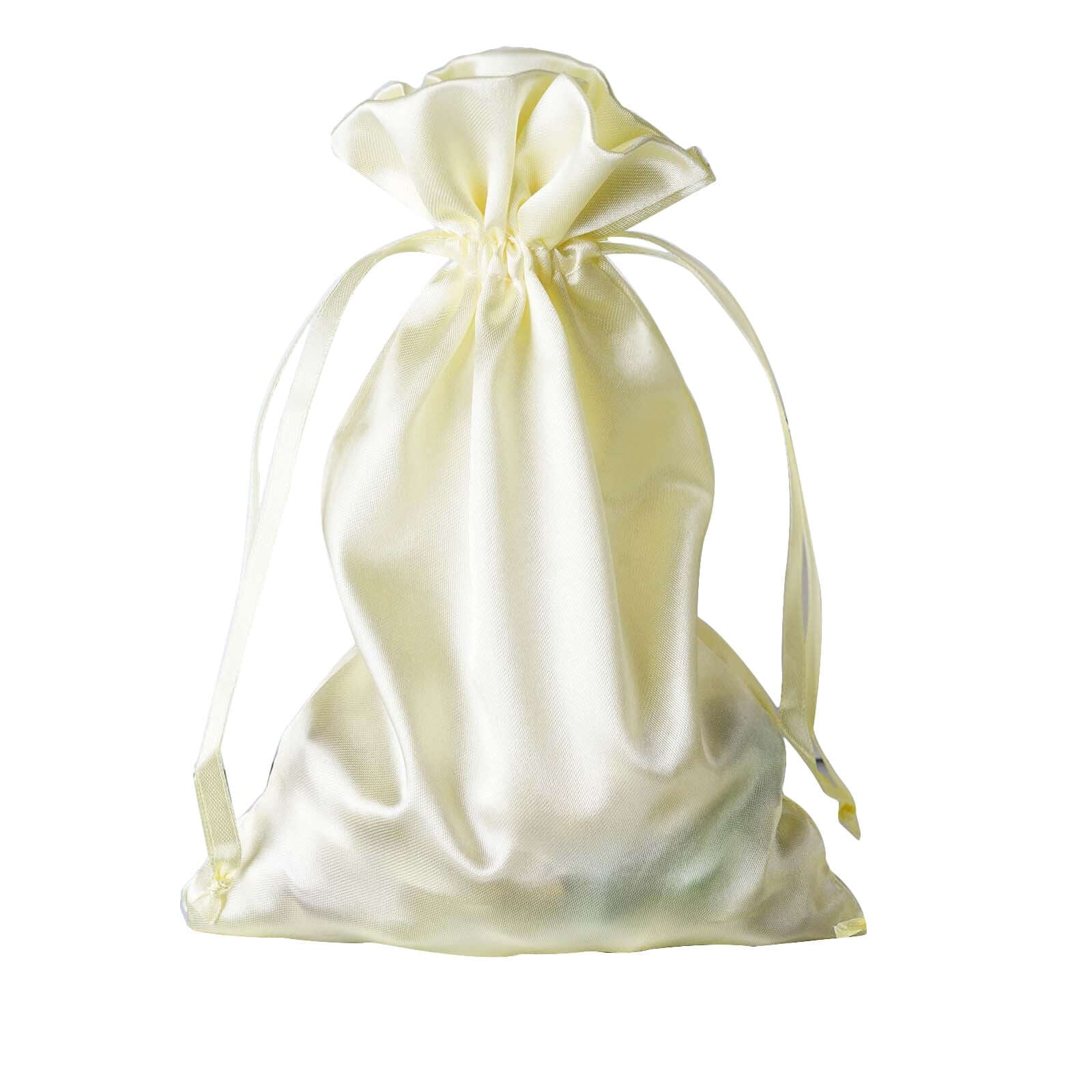60 Pack Yellow Satin Wedding Party Favor Bags, Drawstring Pouch Gift Bags 6"x9" - Image 7