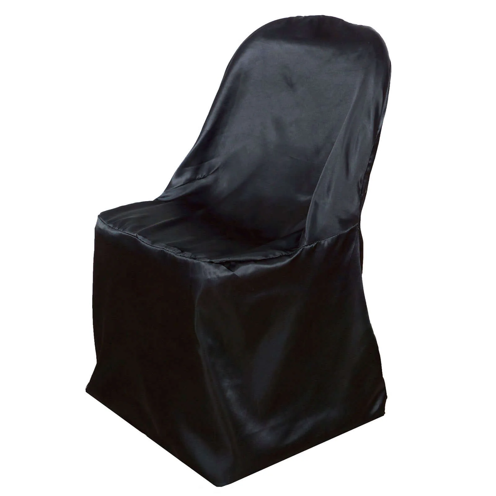 Satin Folding Chair Covers Black with Glossy Sheen - Reusable Slipcover - Image 6