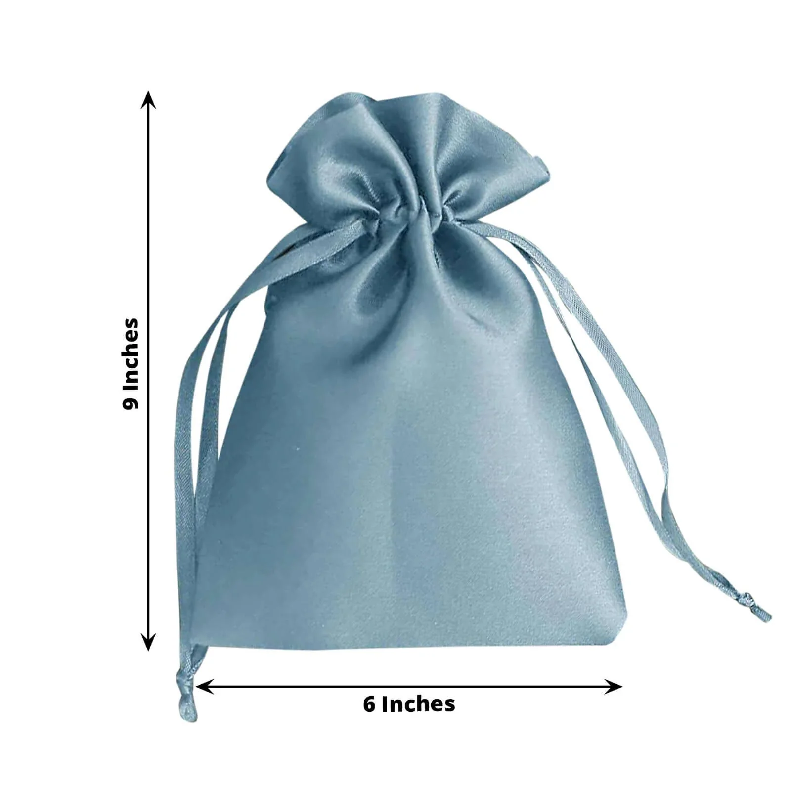 60 Pack Dusty Blue Satin Wedding Party Favor Bags, Drawstring Pouch Gift Bags 6"x9" - Image 3