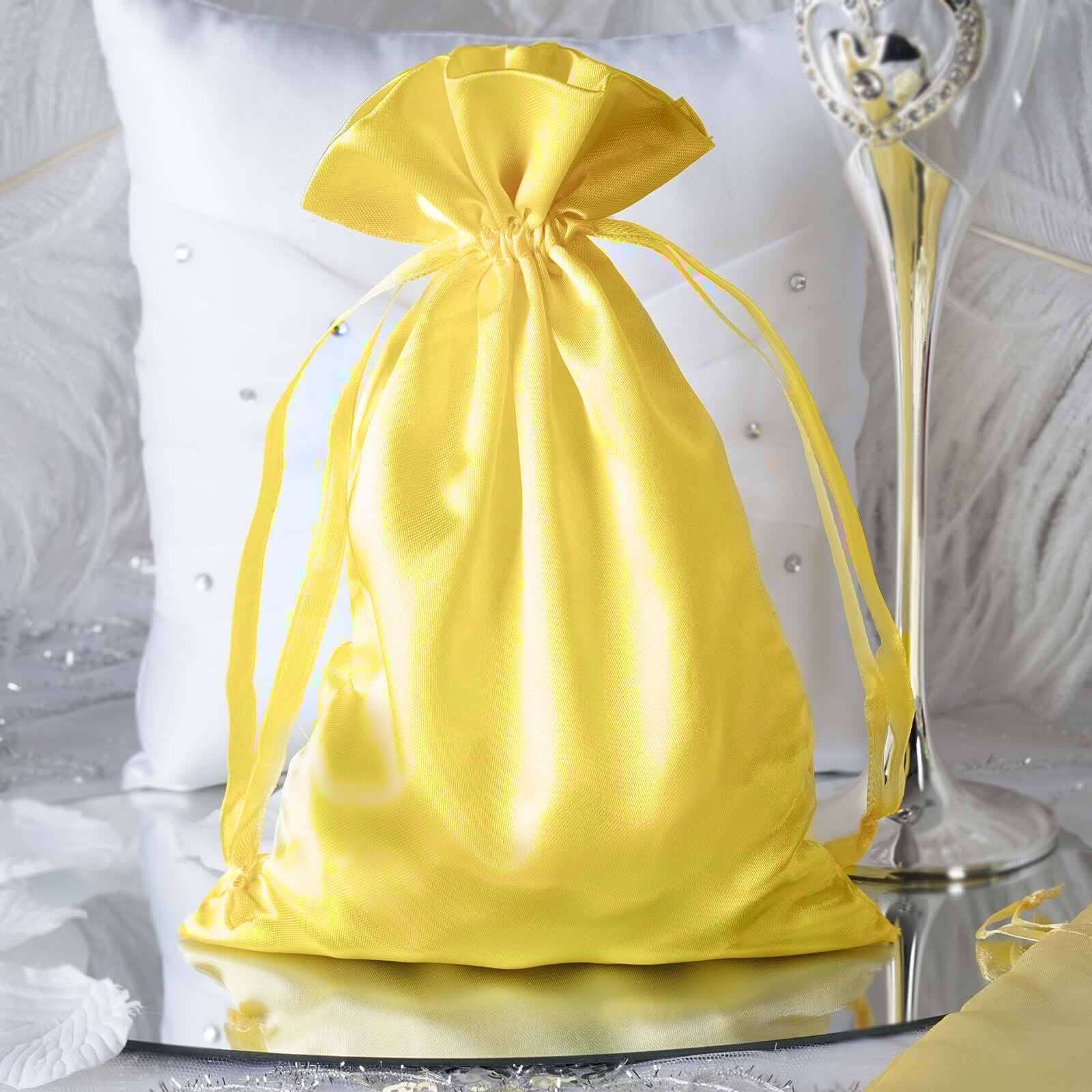 60 Pack Gold Satin Wedding Party Favor Bags, Drawstring Pouch Gift Bags 6"x9" - Image 2