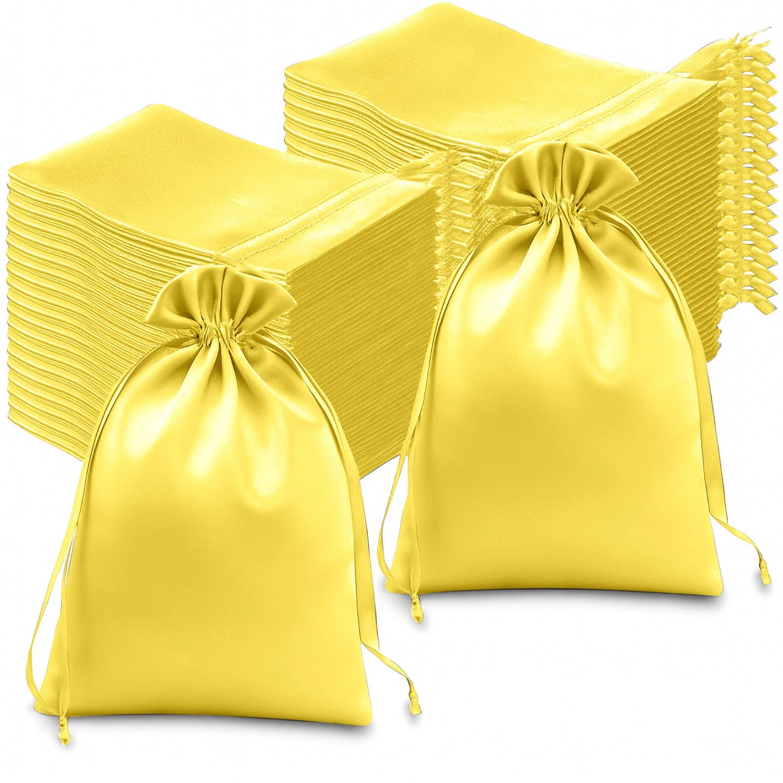 60 Pack Gold Satin Wedding Party Favor Bags, Drawstring Pouch Gift Bags 6"x9" - Image 6