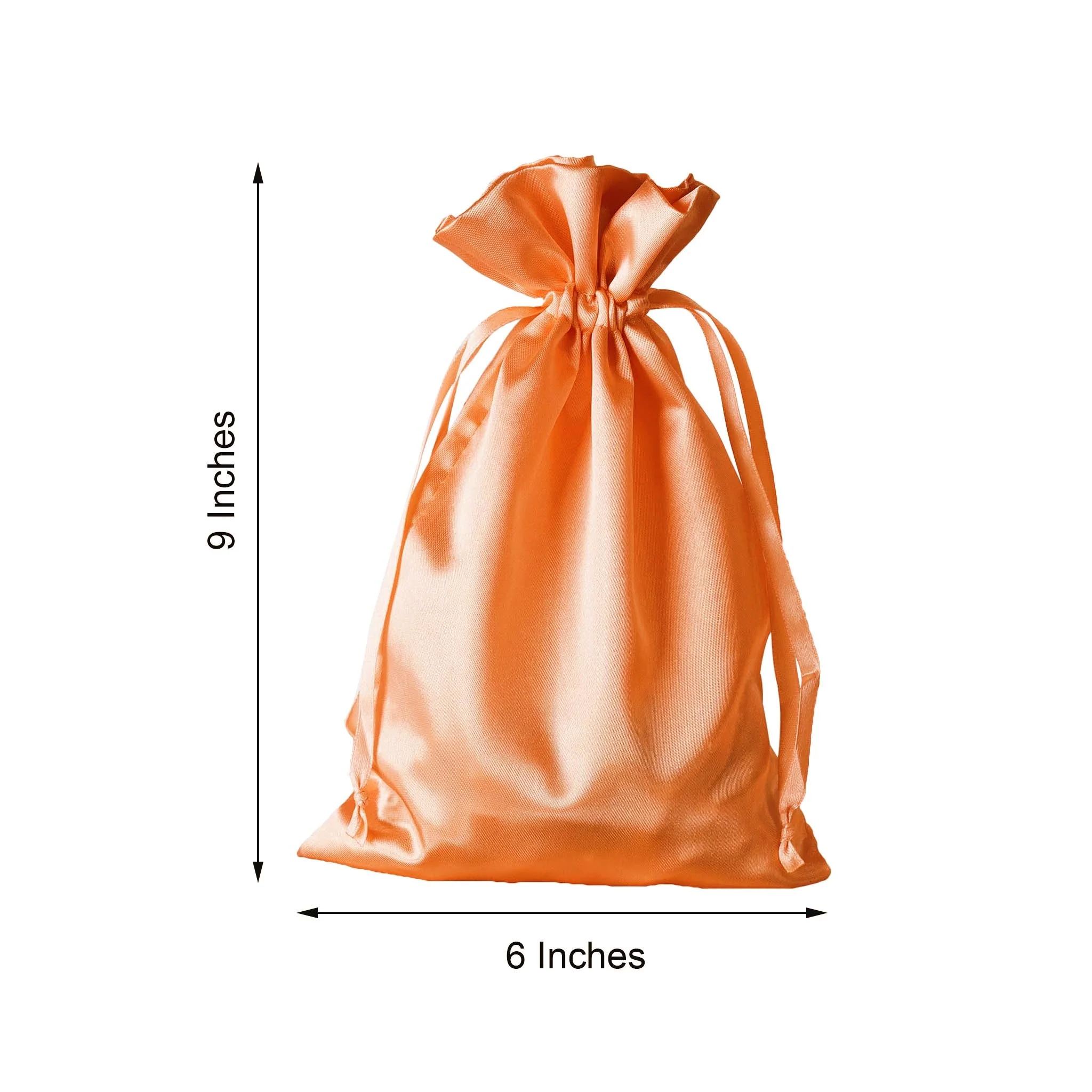 60 Pack Peach Satin Wedding Party Favor Bags, Drawstring Pouch Gift Bags 6"x9" - Image 3