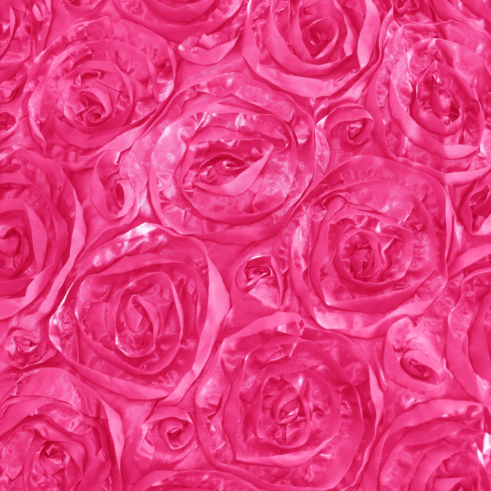 Satin Rectangle Tablecloth 90"x132" Fuchsia - Grandiose 3D Rosette Table Cover - Image 8