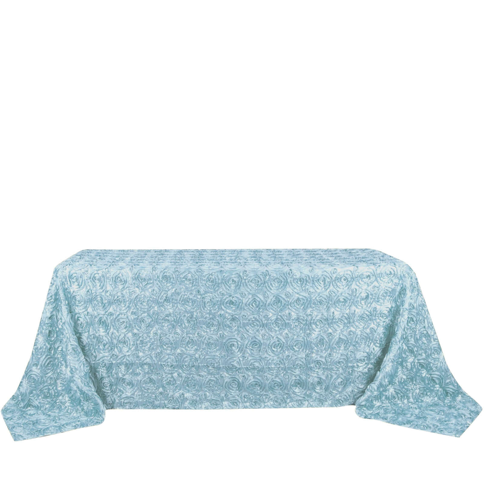 Satin Rectangle Tablecloth 90"x132" Light Blue - Grandiose 3D Rosette Table Cover - Image 6