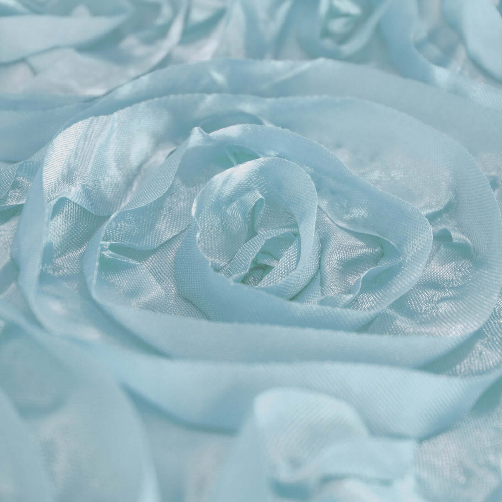 Satin Rectangle Tablecloth 90"x132" Light Blue - Grandiose 3D Rosette Table Cover - Image 7
