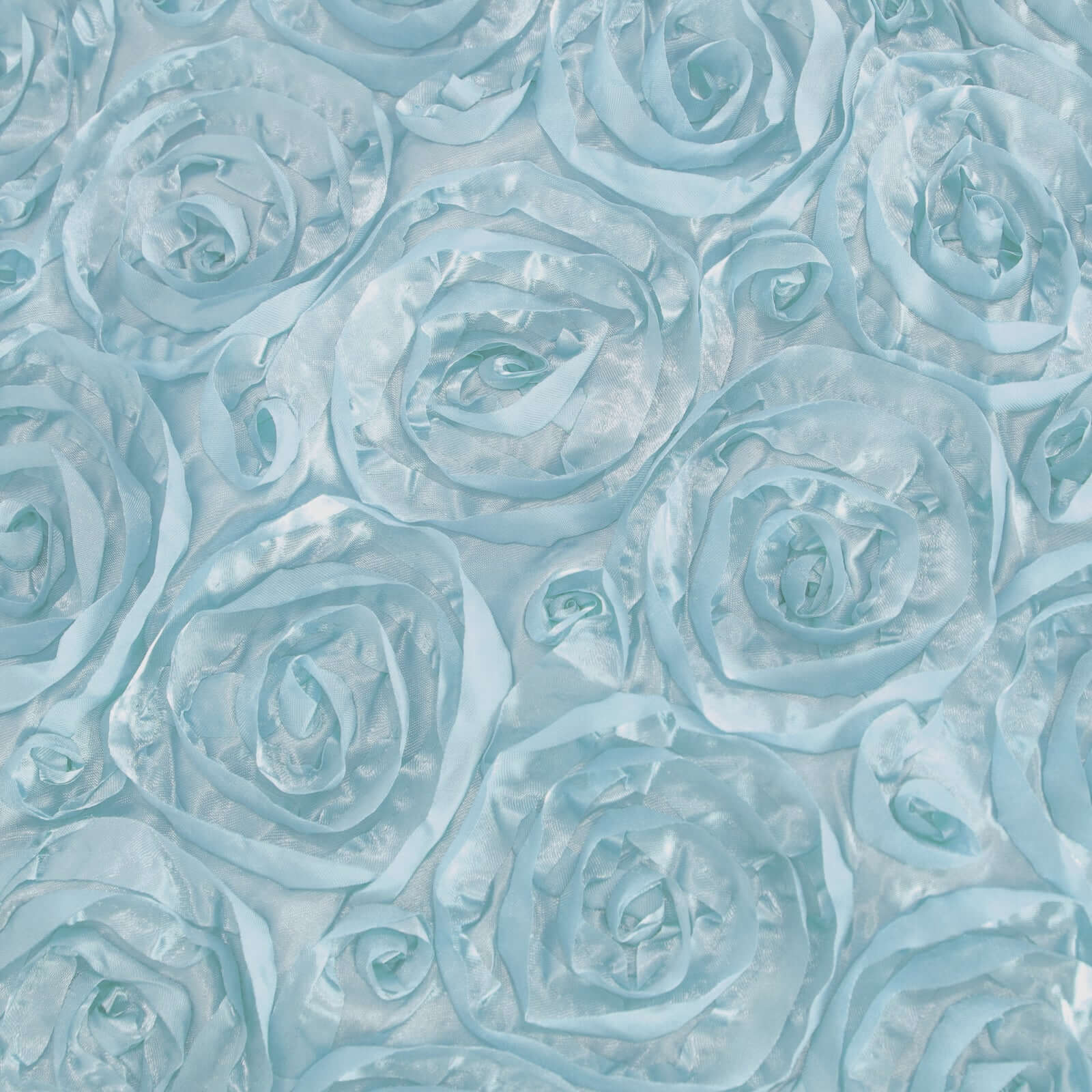 Satin Rectangle Tablecloth 90"x132" Light Blue - Grandiose 3D Rosette Table Cover - Image 8