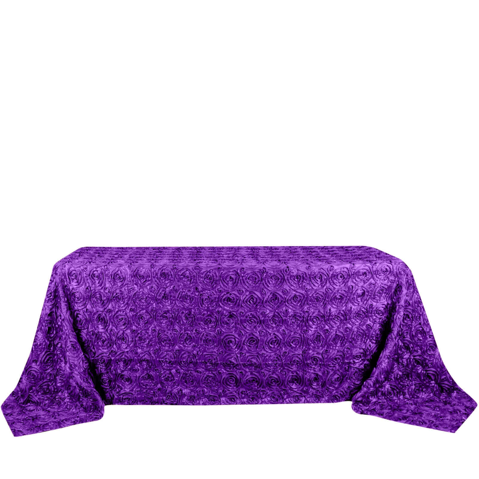 Satin Rectangle Tablecloth 90"x132" Purple - Grandiose 3D Rosette Table Cover - Image 6