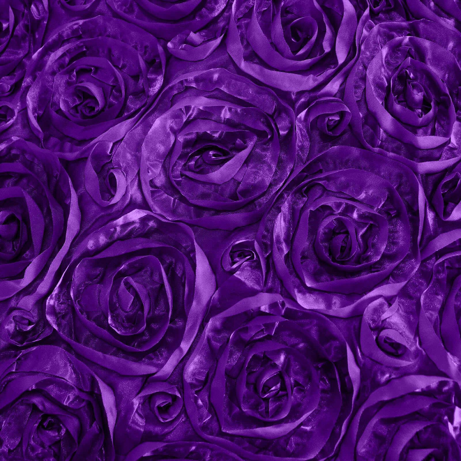 Satin Rectangle Tablecloth 90"x132" Purple - Grandiose 3D Rosette Table Cover - Image 8