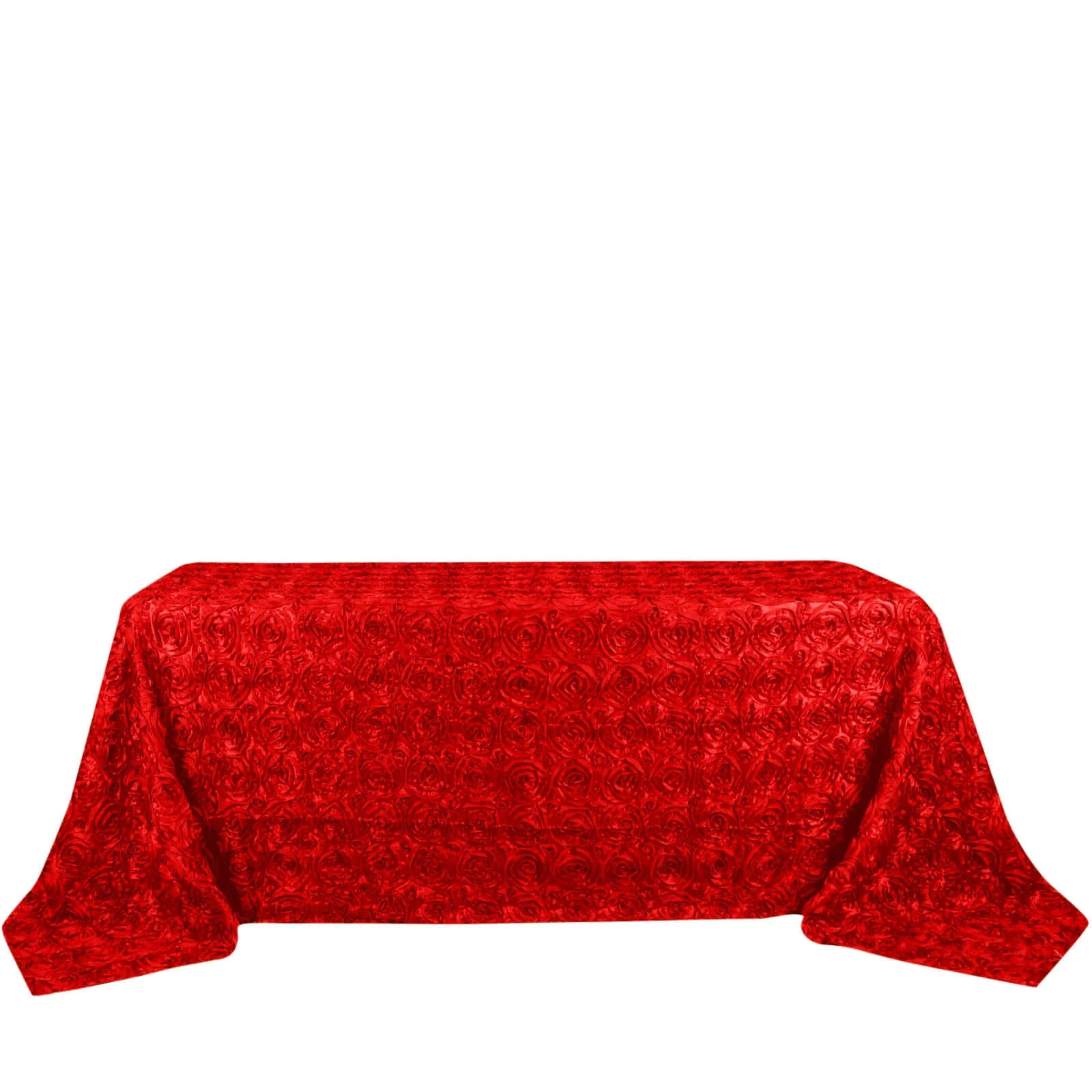 Satin Rectangle Tablecloth 90"x132" Red - Grandiose 3D Rosette Table Cover - Image 6