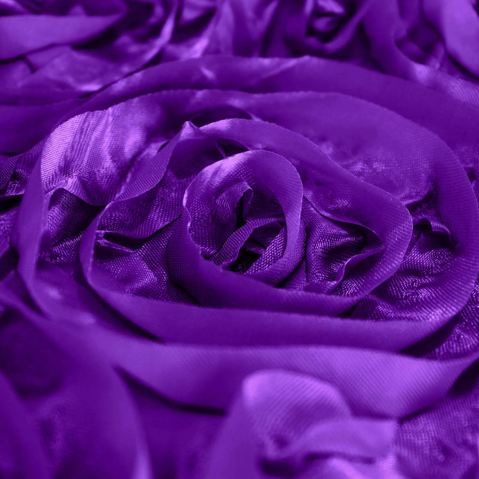 Satin Rectangle Tablecloth 90"x156" Purple with Grandiose 3D Rosette Design - Seamless Table Cover - Image 7