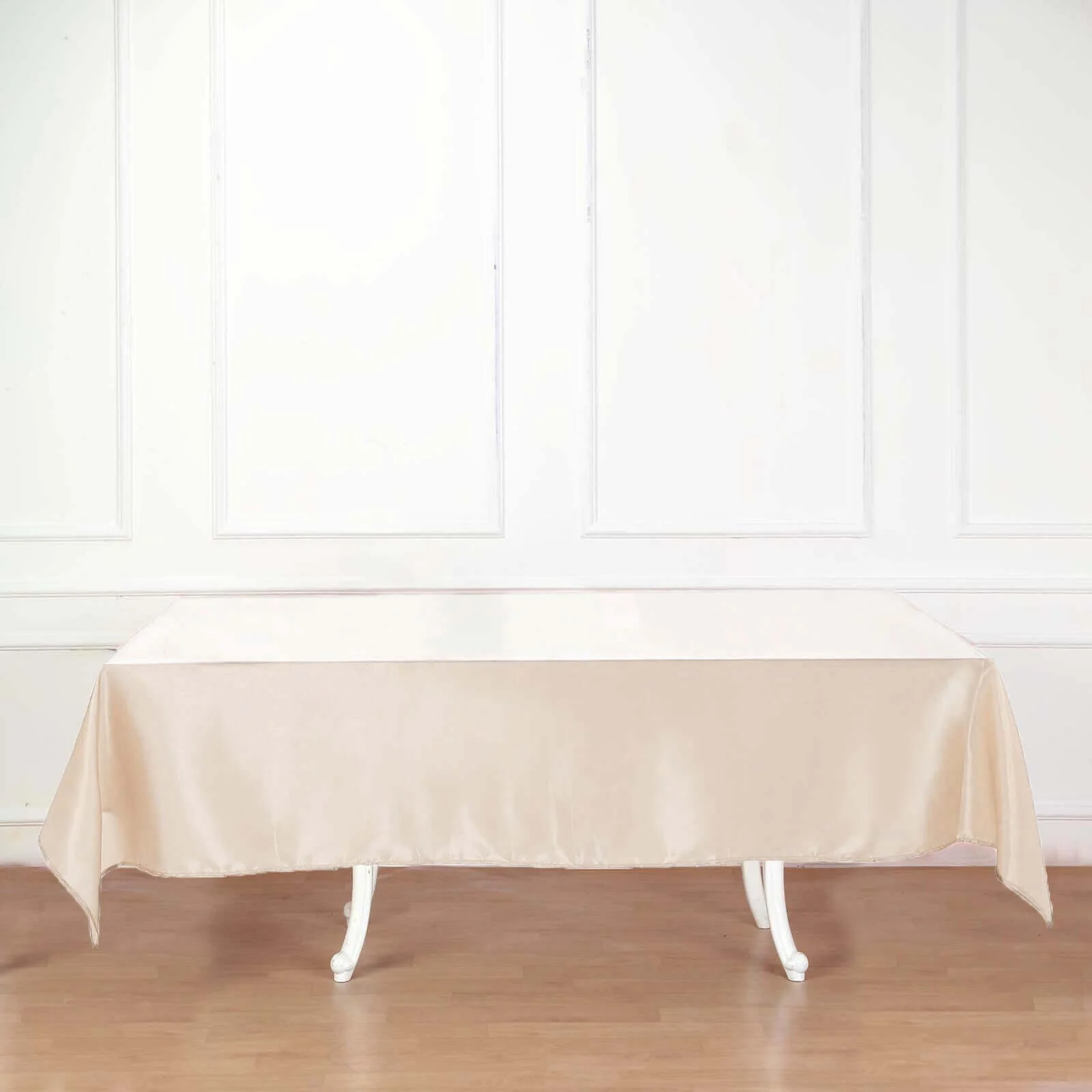 Satin Rectangular Tablecloth 60"x102" Beige - Wrinkle-Resistant & Durable Table Cover