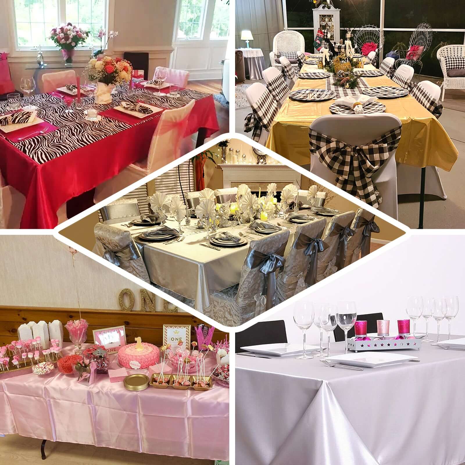 Satin Rectangular Tablecloth 60"x102" Blush - Wrinkle-Resistant & Durable Table Cover - Image 5