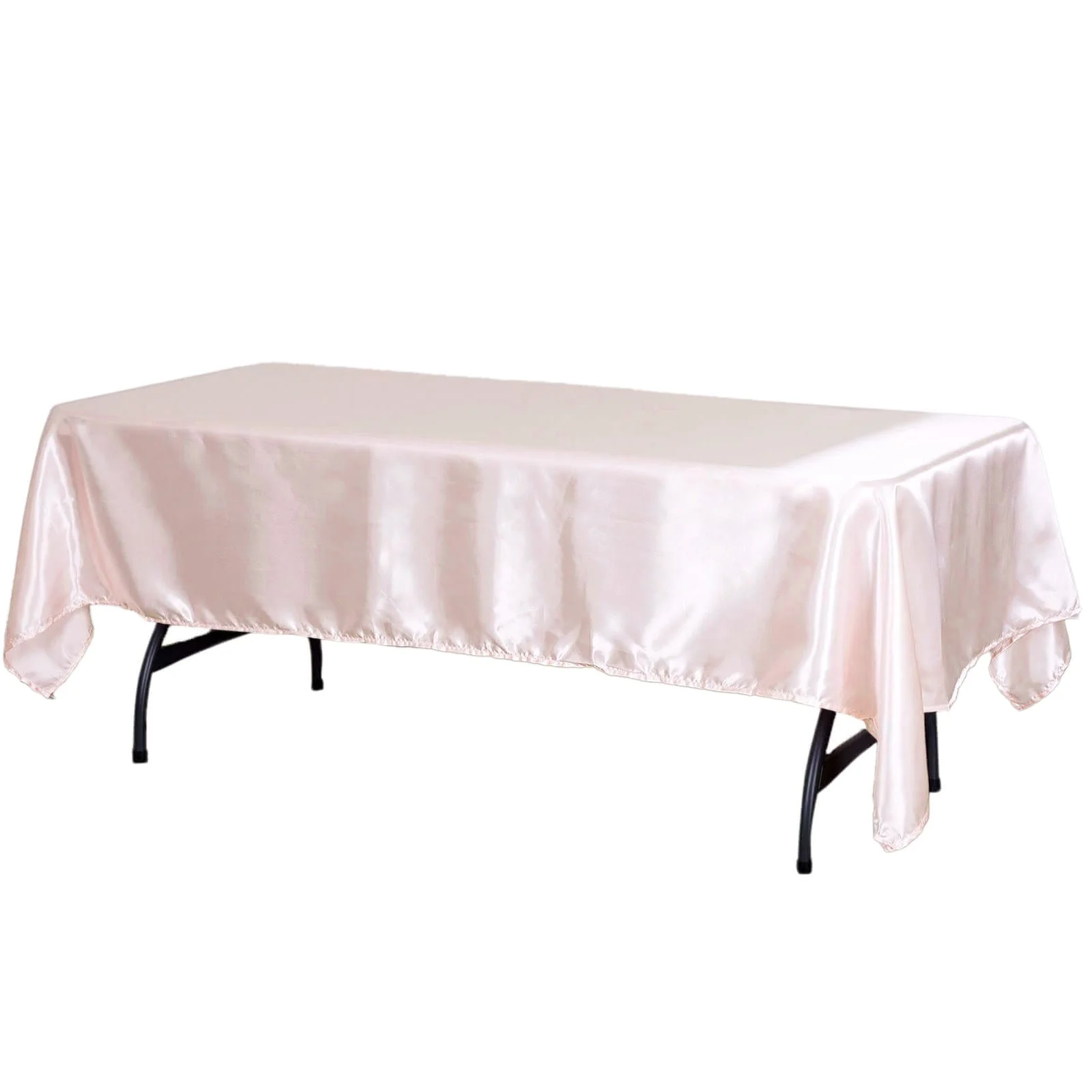 Satin Rectangular Tablecloth 60"x102" Blush - Wrinkle-Resistant & Durable Table Cover - Image 6