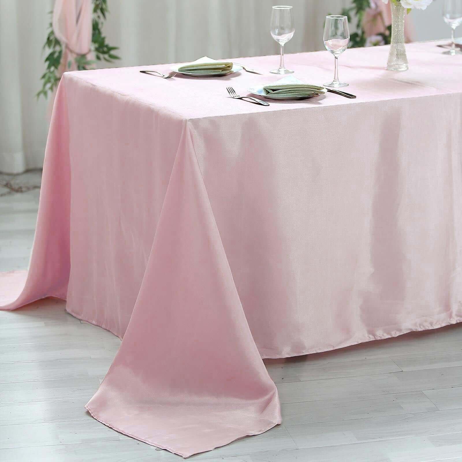 Satin Rectangular Tablecloth 60"x102" Blush - Wrinkle-Resistant & Durable Table Cover - Image 7