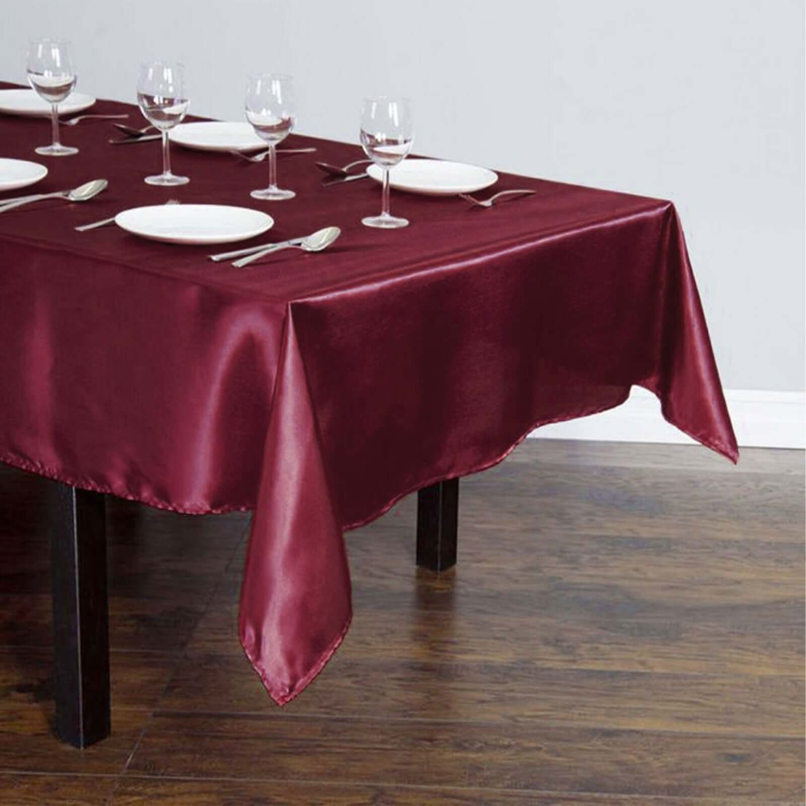 Satin Rectangular Tablecloth 60"x102" Burgundy - Wrinkle-Resistant & Durable Table Cover - Image 5