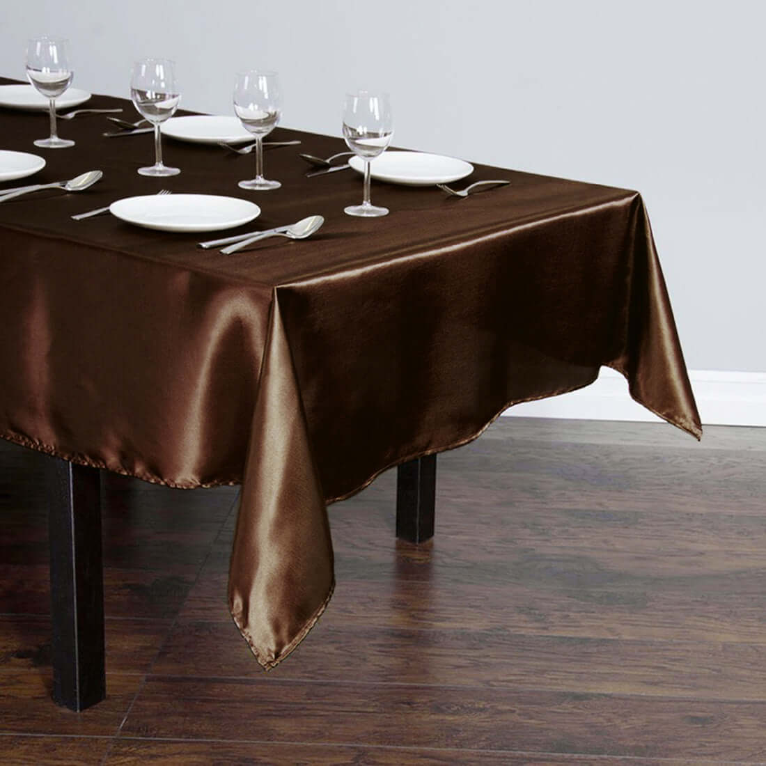 Satin Rectangular Tablecloth 60"x102" Chocolate - Wrinkle-Resistant & Durable Table Cover - Image 3