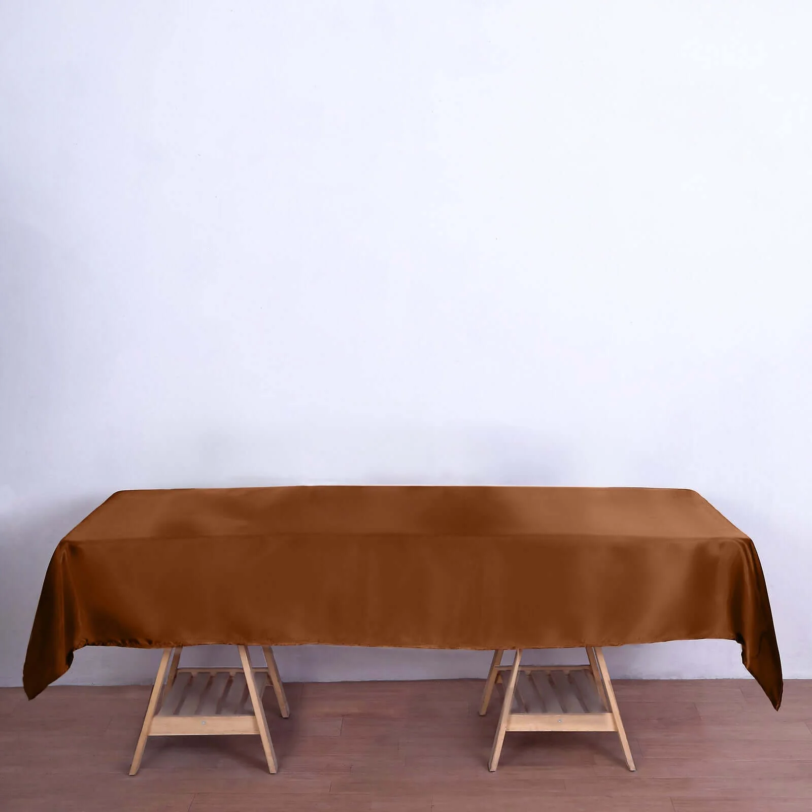 Satin Rectangular Tablecloth 60"x102" Cinnamon Brown - Wrinkle-Resistant & Durable Table Cover