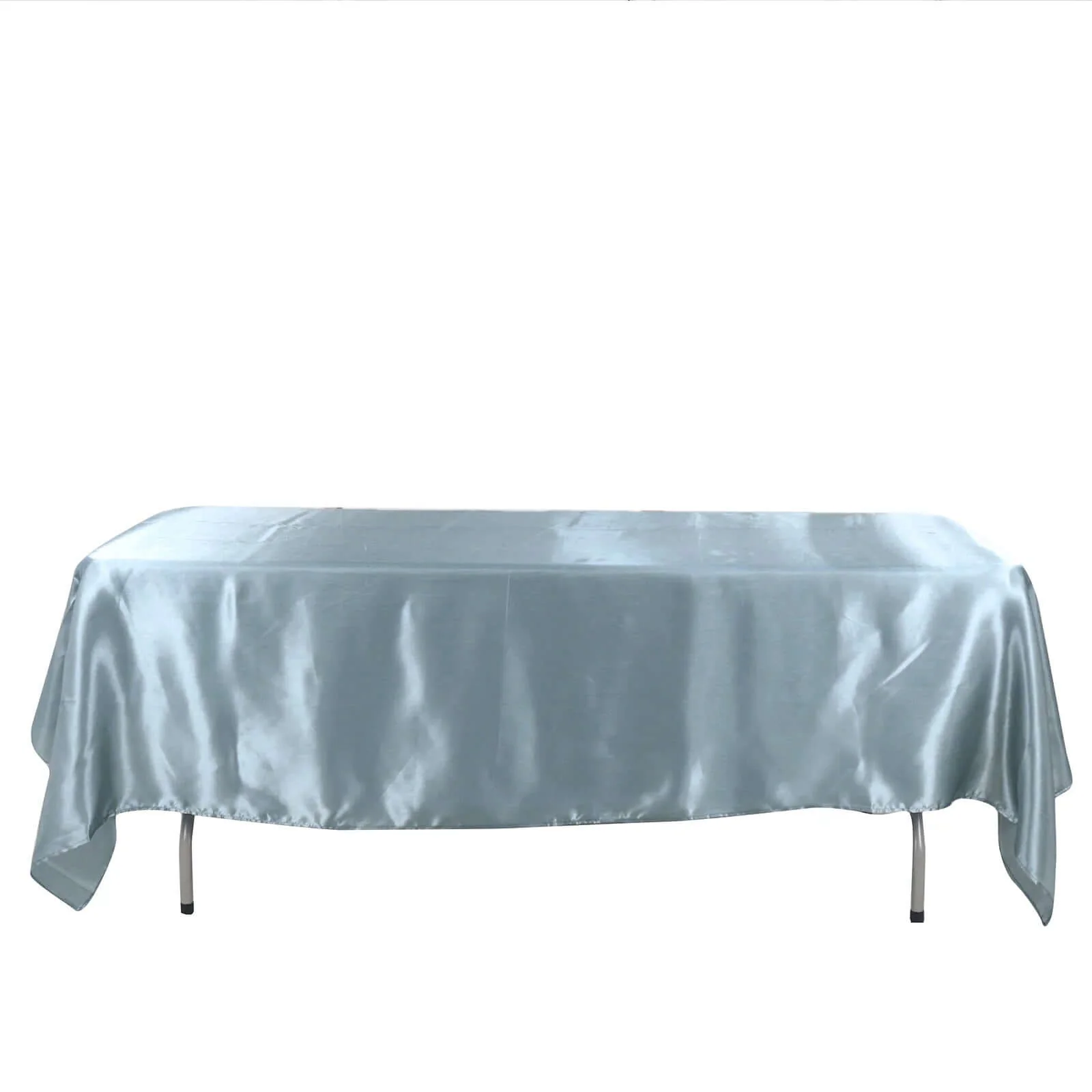 Satin Rectangular Tablecloth 60"x102" Dusty Blue - Wrinkle-Resistant & Durable Table Cover - Image 4