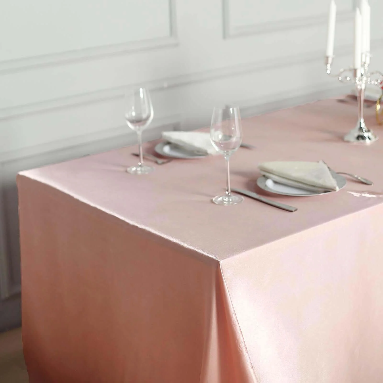Satin Rectangular Tablecloth 60"x102" Dusty Rose - Wrinkle-Resistant & Durable Table Cover - Image 2