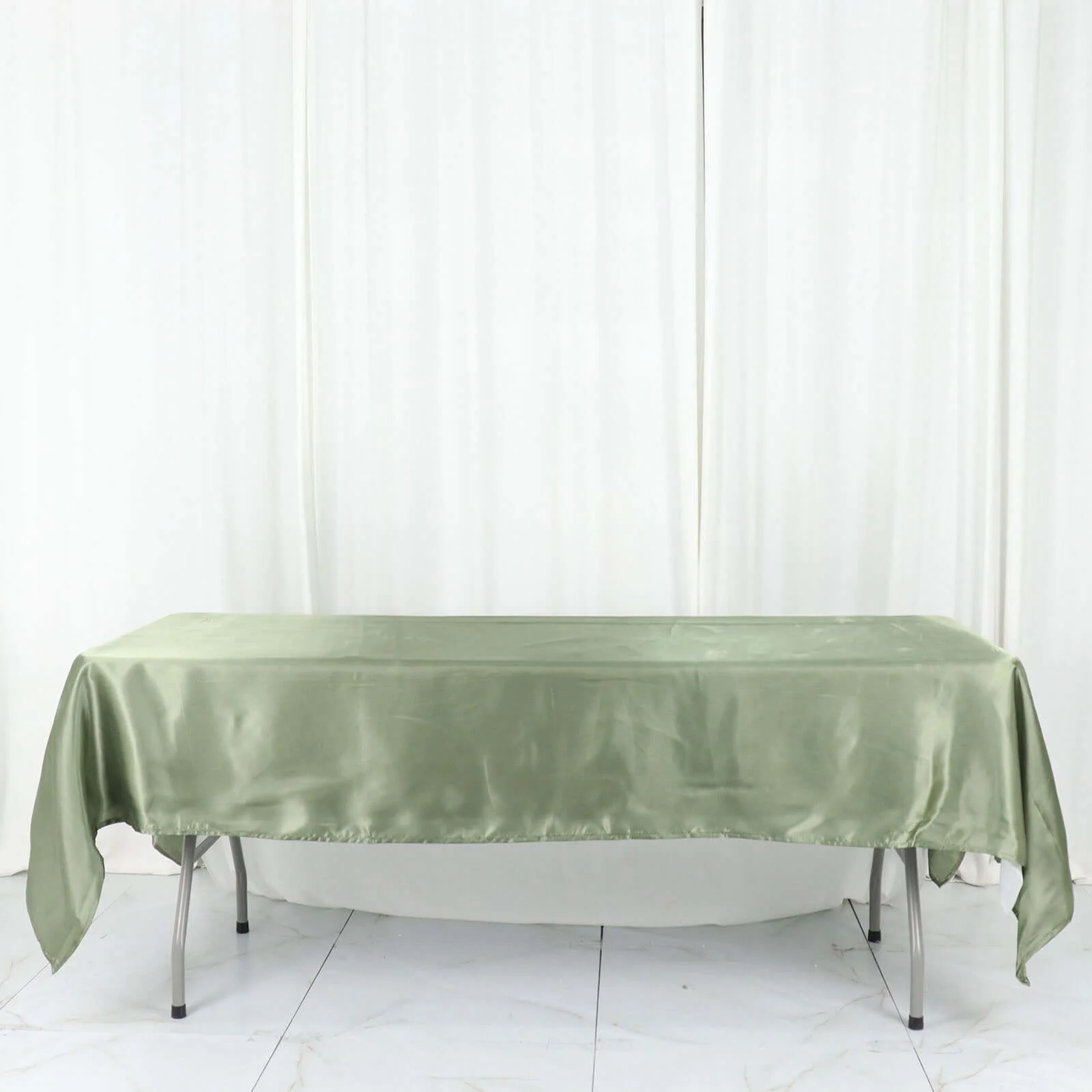 Satin Rectangular Tablecloth 60"x102" Dusty Sage Green - Wrinkle-Resistant & Durable Table Cover