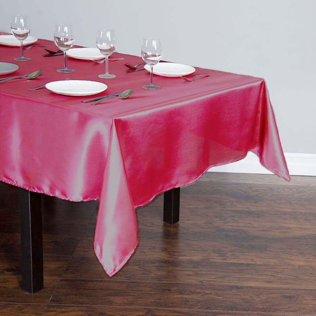 Satin Rectangular Tablecloth 60"x102" Fuchsia - Wrinkle-Resistant & Durable Table Cover - Image 3