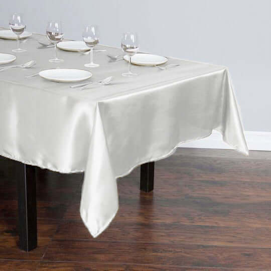 Satin Rectangular Tablecloth 60"x102" Ivory - Wrinkle-Resistant & Durable Table Cover - Image 3