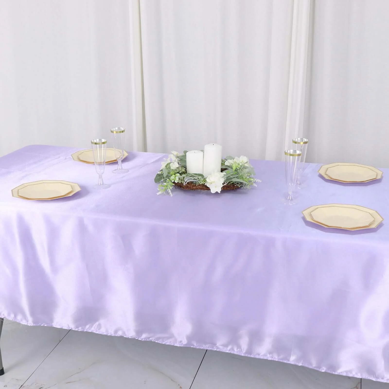Satin Rectangular Tablecloth 60"x102" Lavender Lilac - Wrinkle-Resistant & Durable Table Cover - Image 7