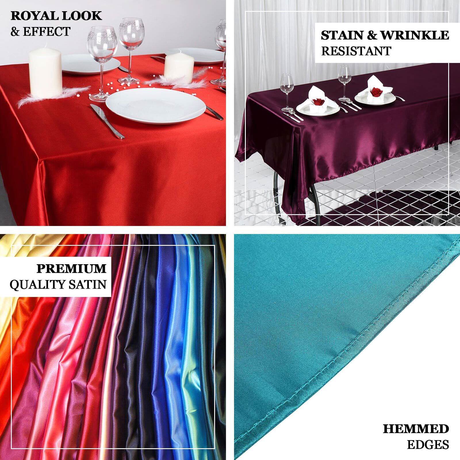 Satin Rectangular Tablecloth 60"x102" Nude - Wrinkle-Resistant & Durable Table Cover - Image 4