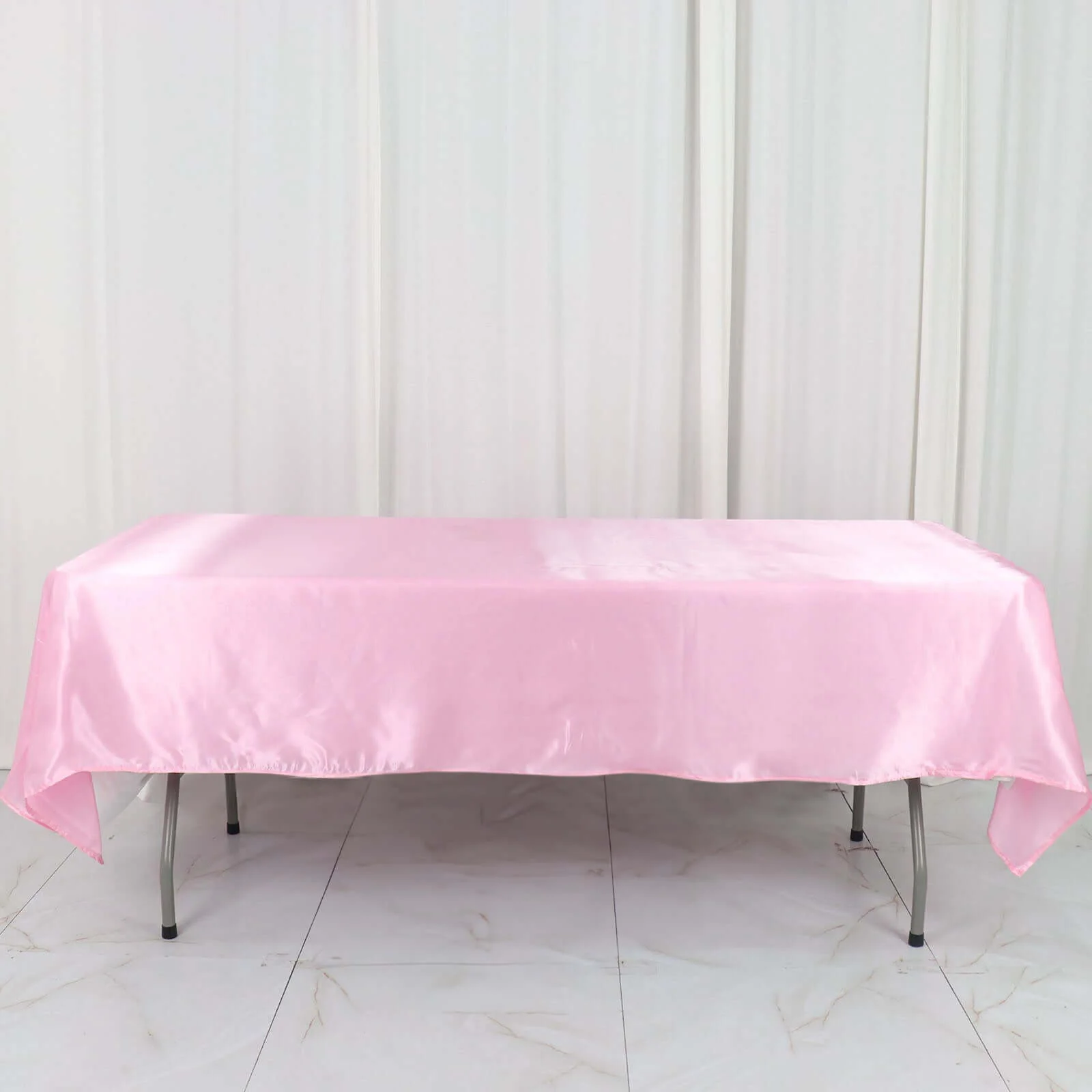 Satin Rectangular Tablecloth 60"x102" Pink - Wrinkle-Resistant & Durable Table Cover