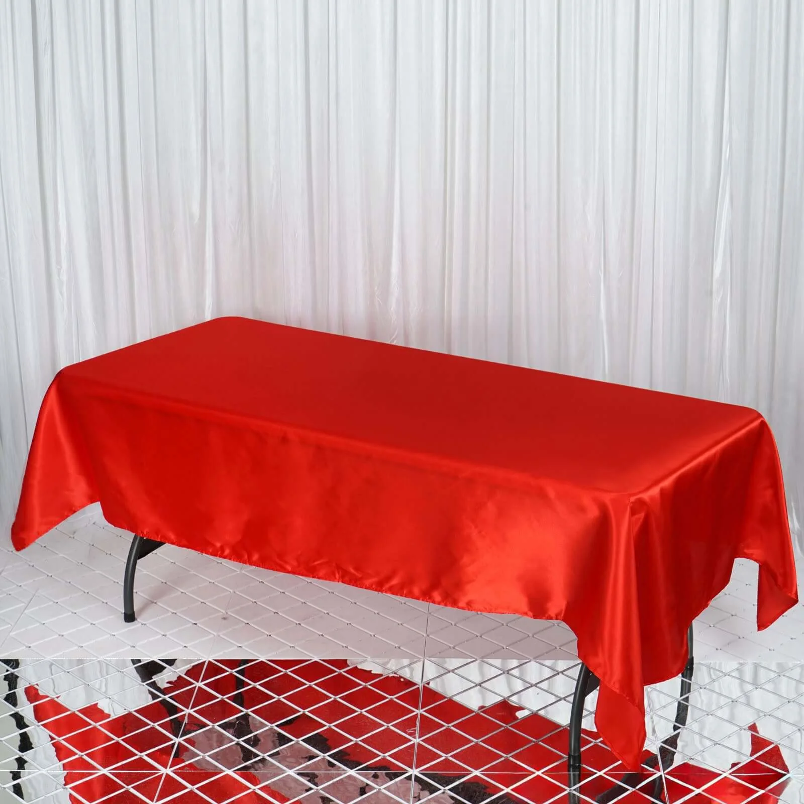 Satin Rectangular Tablecloth 60"x102" Red - Wrinkle-Resistant & Durable Table Cover