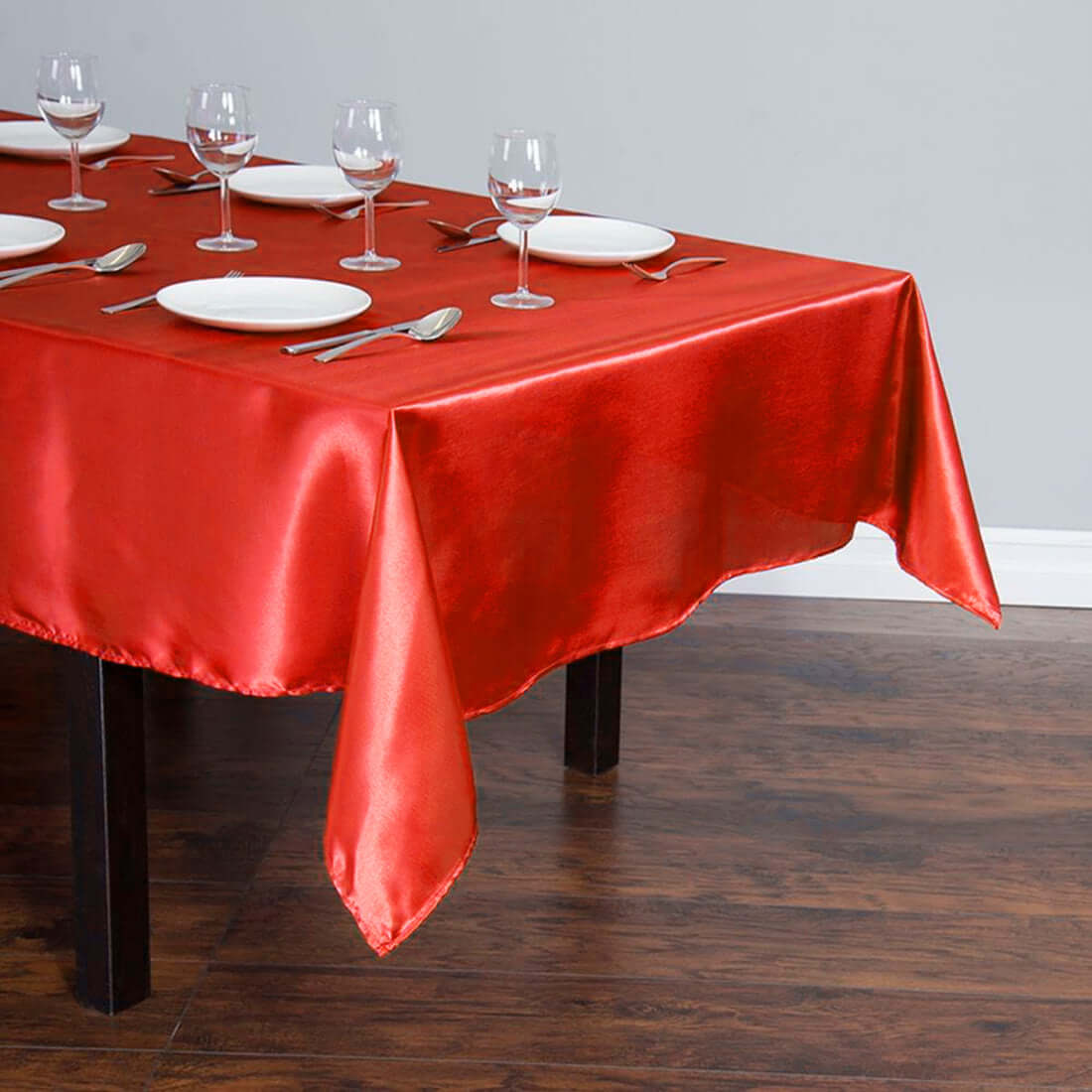 Satin Rectangular Tablecloth 60"x102" Red - Wrinkle-Resistant & Durable Table Cover - Image 3