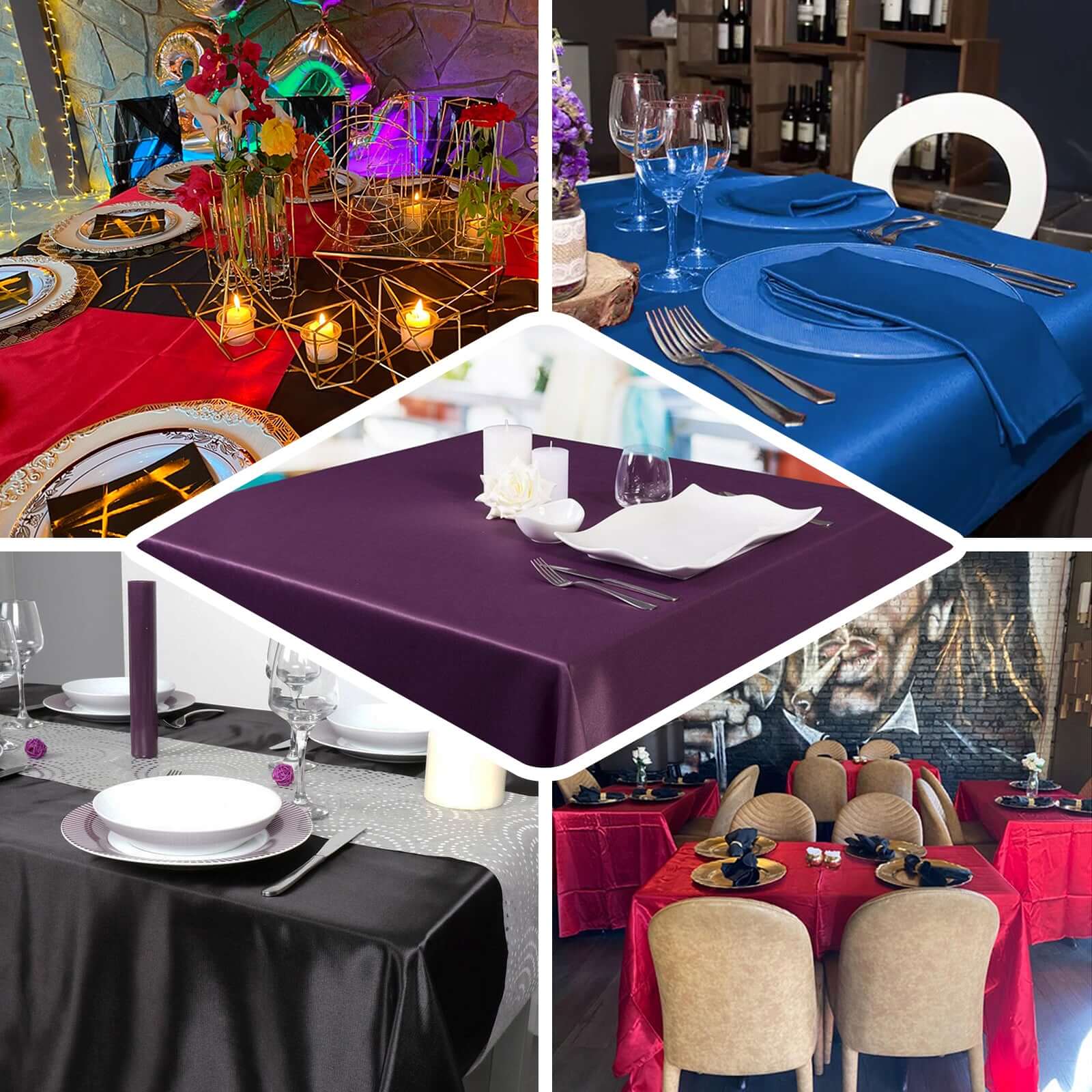 Satin Rectangular Tablecloth 60"x102" Red - Wrinkle-Resistant & Durable Table Cover - Image 5