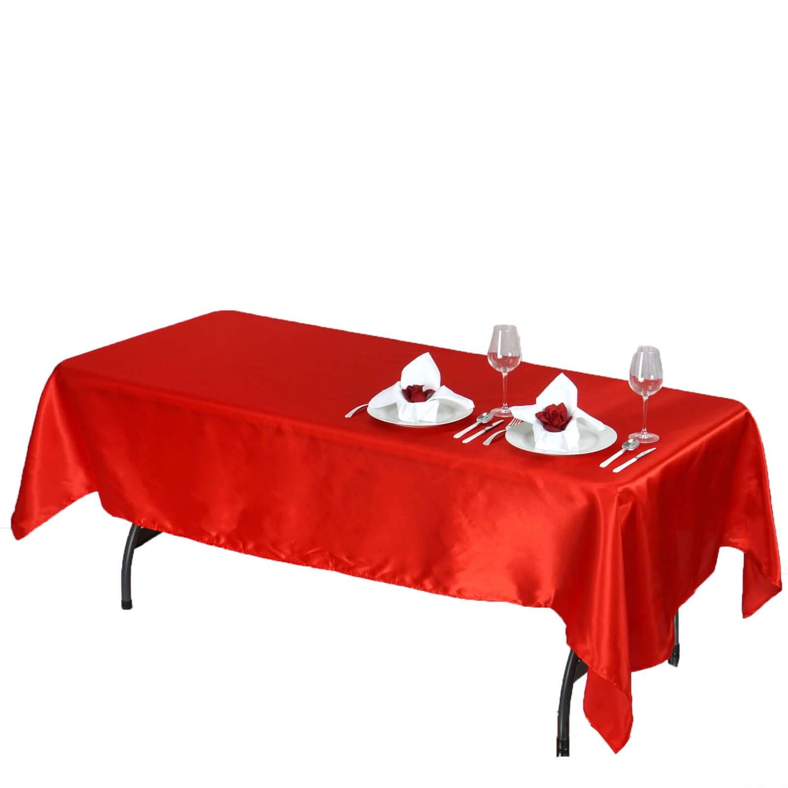 Satin Rectangular Tablecloth 60"x102" Red - Wrinkle-Resistant & Durable Table Cover - Image 6