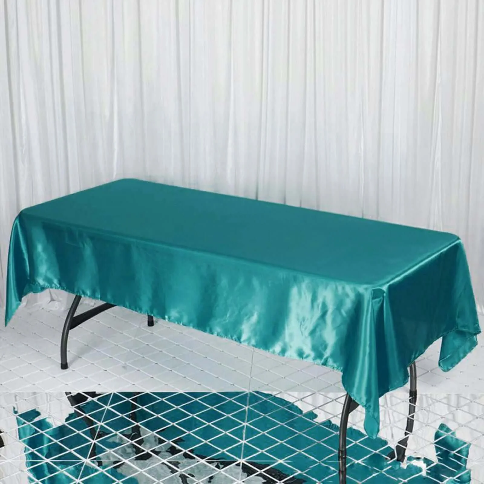 Satin Rectangular Tablecloth 60"x102" Turquoise - Wrinkle-Resistant & Durable Table Cover