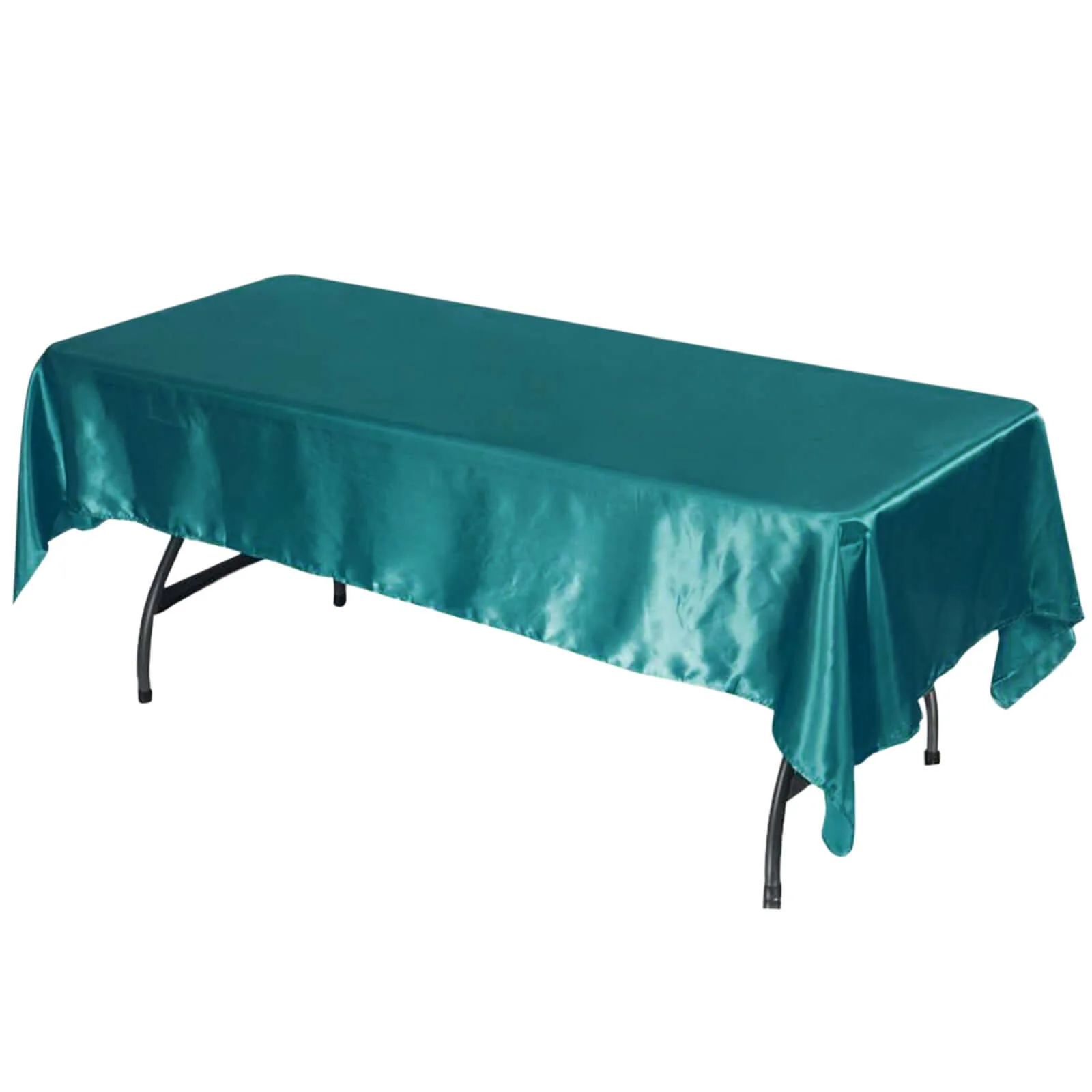 Satin Rectangular Tablecloth 60"x102" Turquoise - Wrinkle-Resistant & Durable Table Cover - Image 5
