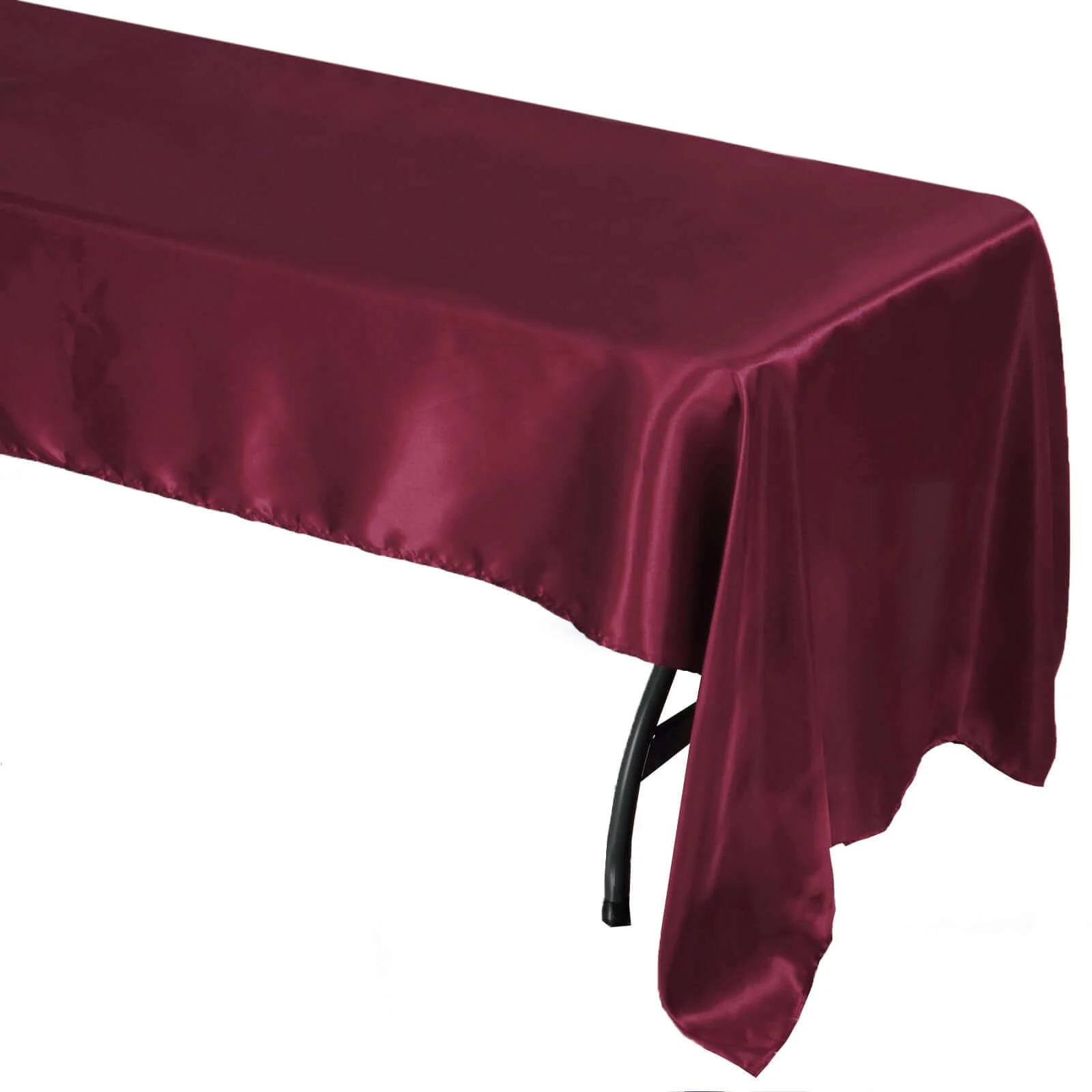 Satin Rectangular Tablecloth 60"x126" Burgundy - Wrinkle-Resistant & Durable Table Cover - Image 6